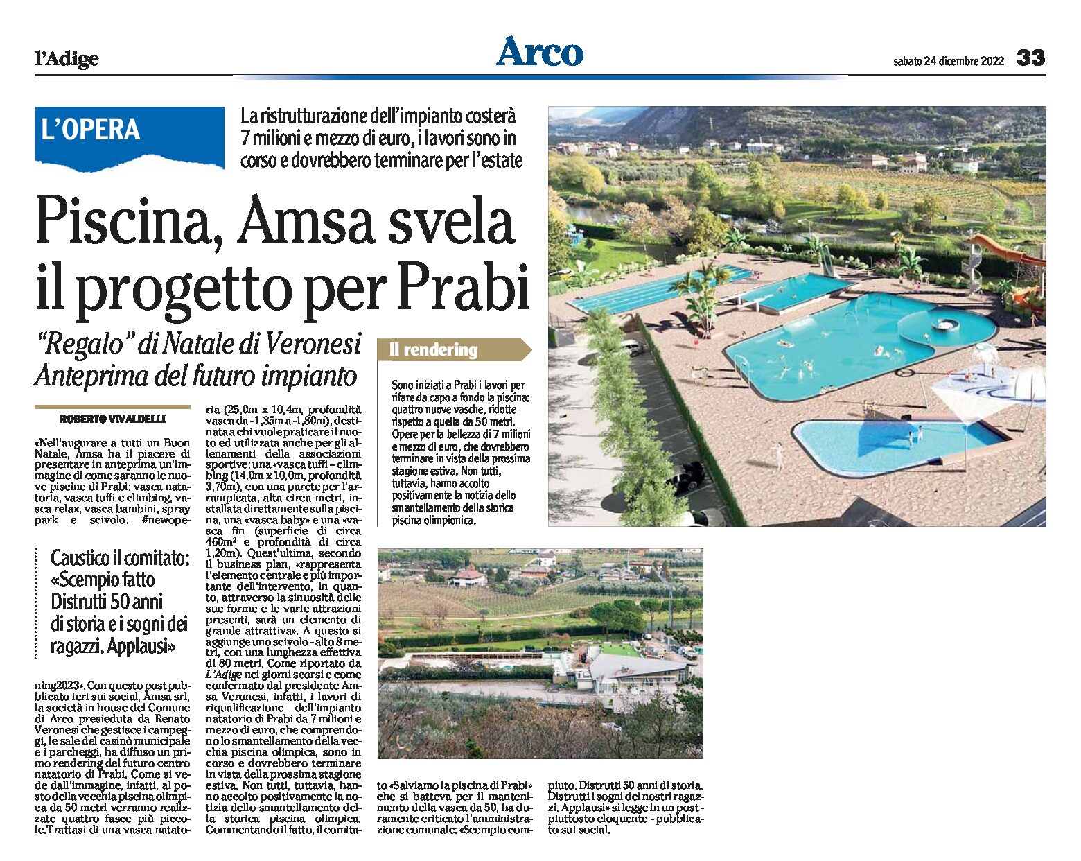 Arco, piscina di Prabi: Amsa svela il progetto. Anteprima del futuro impianto