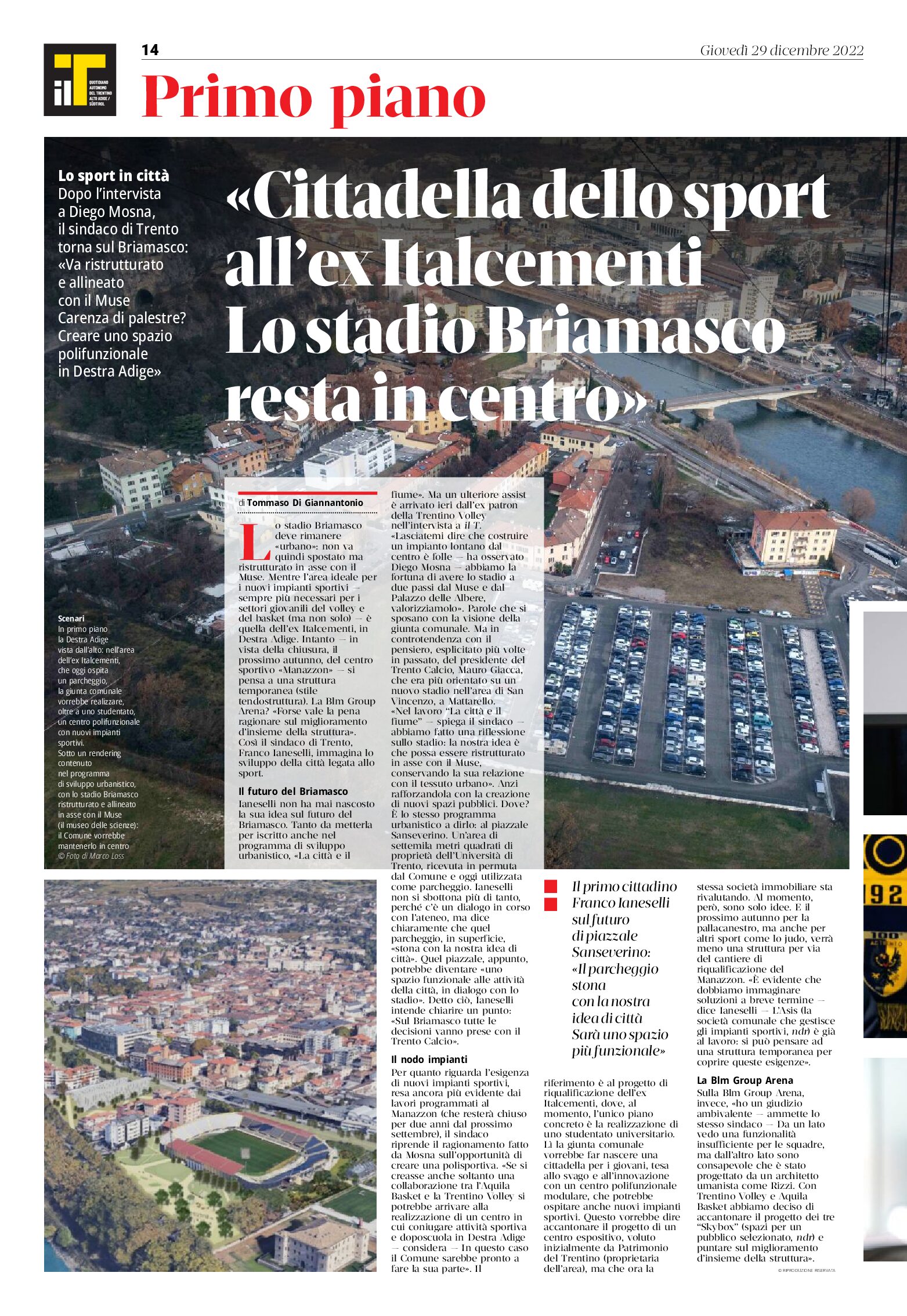 Trento: la Cittadella dello sport all’ex Italcementi, lo stadio Briamasco resta in centro