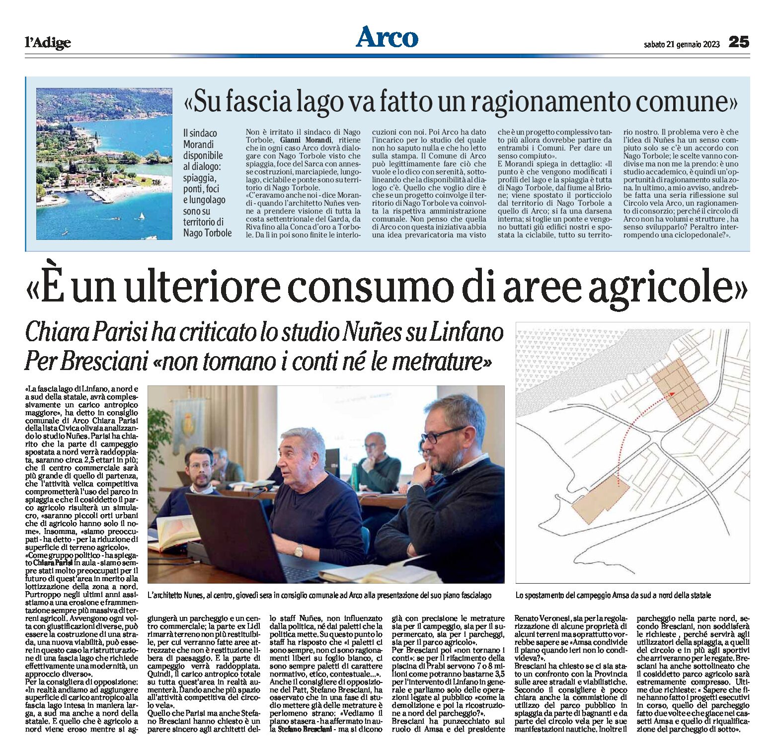 Arco: Parisi ha criticato lo studio Nunes sul Linfano “è un ulteriore consumo di aree agricole”