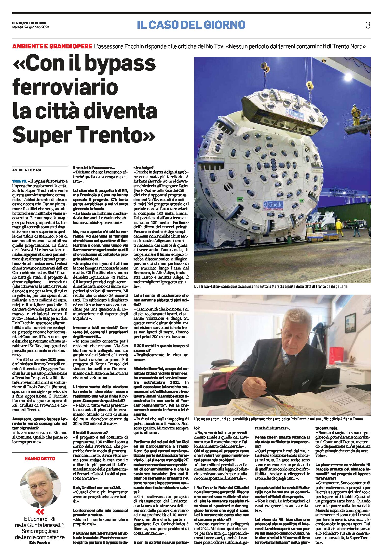 Trento: con il bypass ferroviario la città diventa SuperTrento. Facchin risponde alle critiche dei No Tav