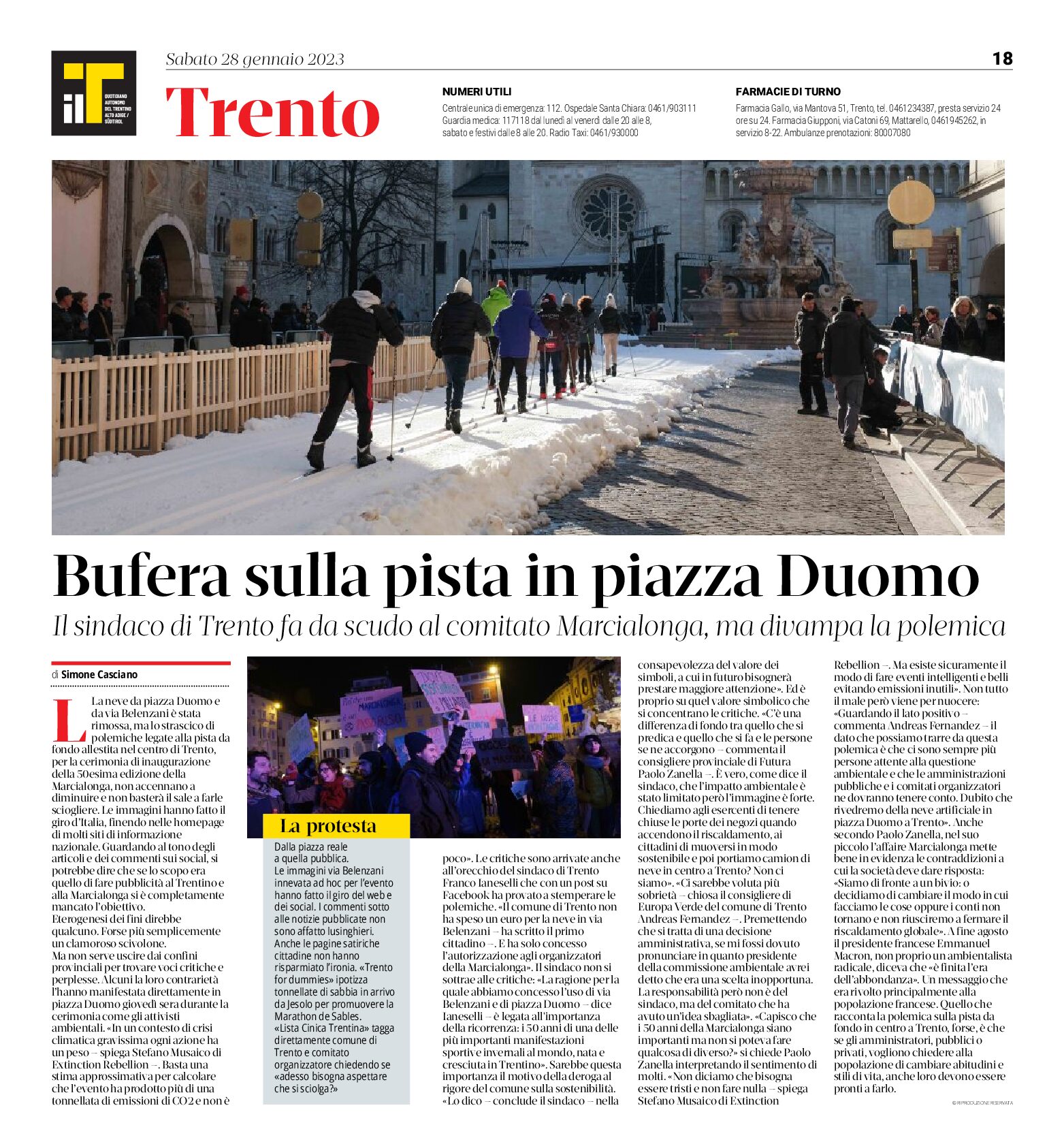 Trento, Marcialonga: bufera sulla pista in piazza Duomo