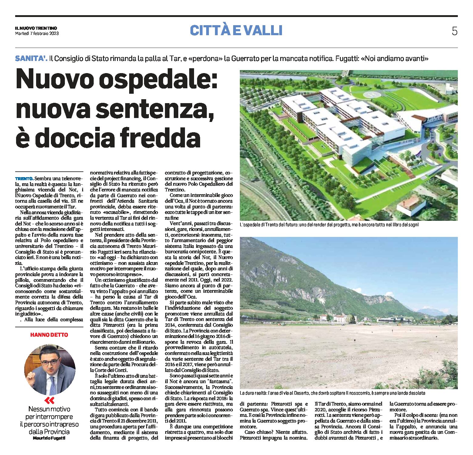 Trento: nuovo ospedale, nuova sentenza. Il Consiglio di Stato “perdona” la Guerrato per mancata notifica