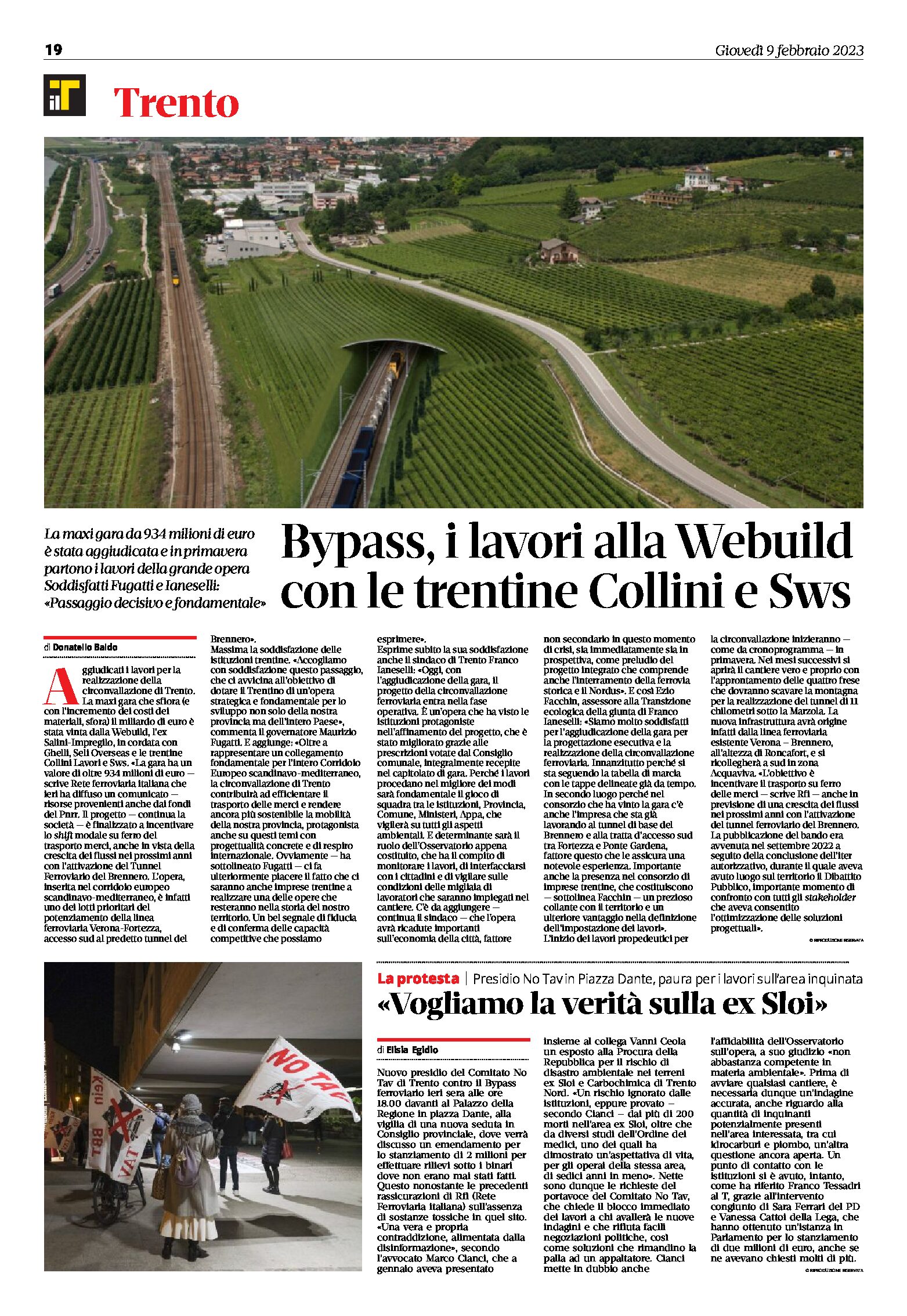 Trento, bypass: i lavori alla Webuild con le trentine Collini e Sws