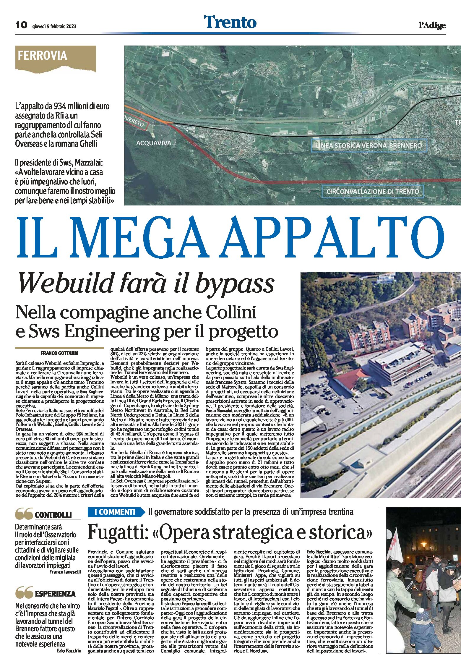 Trento: il mega appalto, Webuild farà il bypass