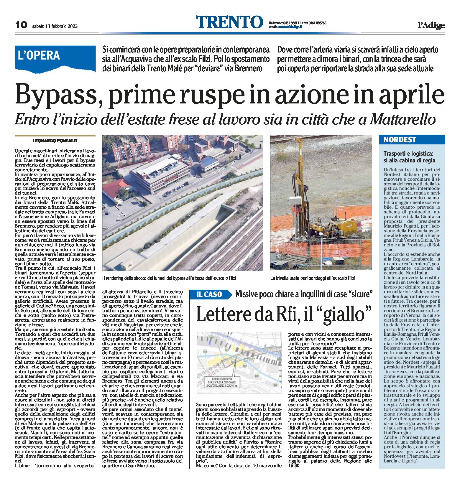 Trento, bypass: prime ruspe in azione in aprile