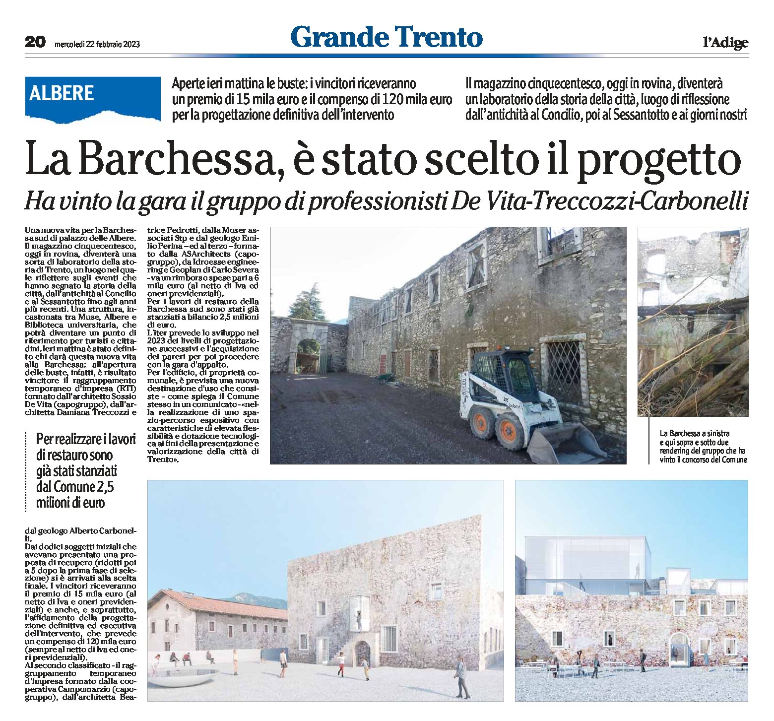 Trento: la Barchessa, è stato scelto il progetto