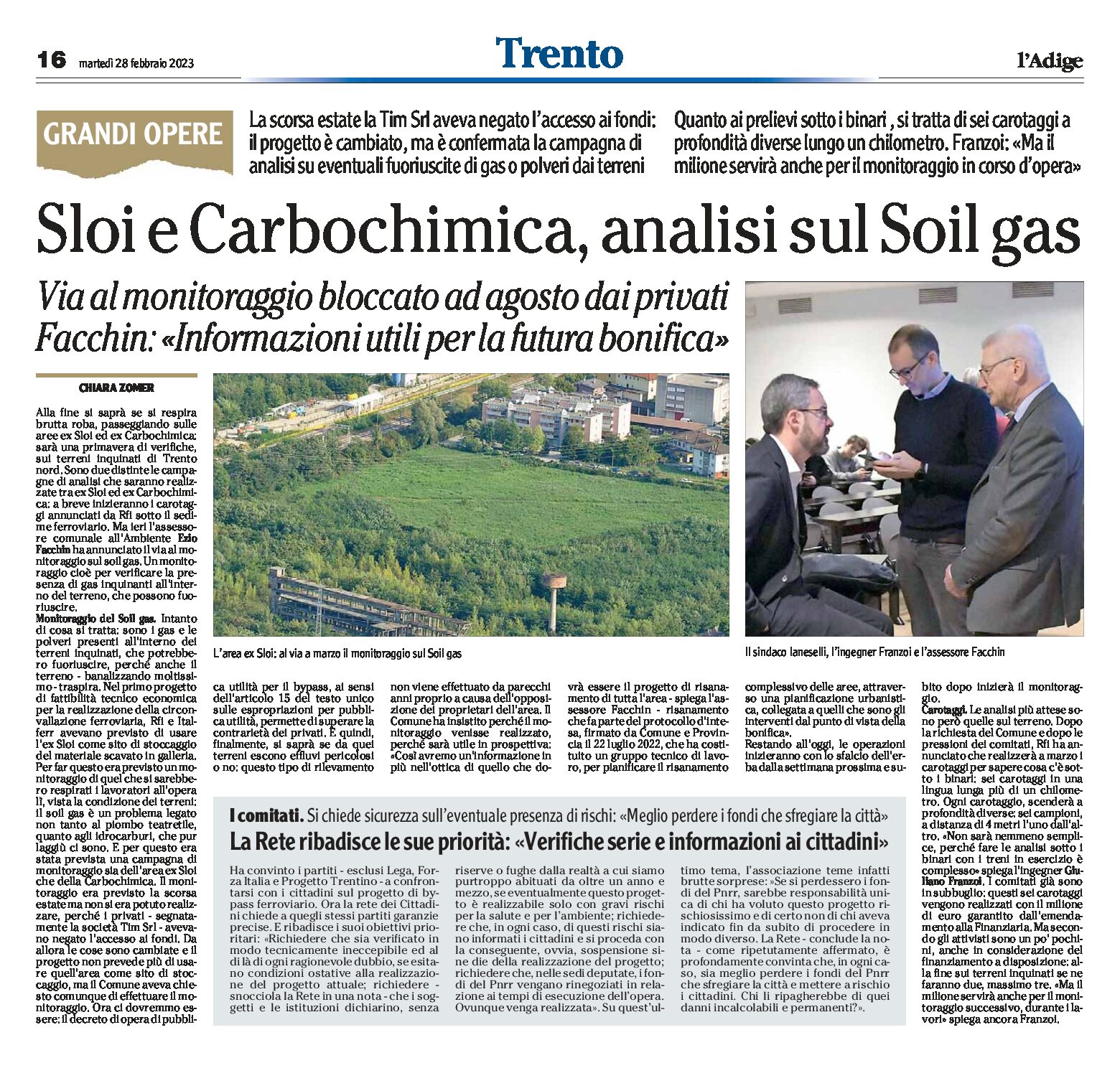 Trento Nord: area ex Sloi e ex Carbochimica, analisi sul Soil gas