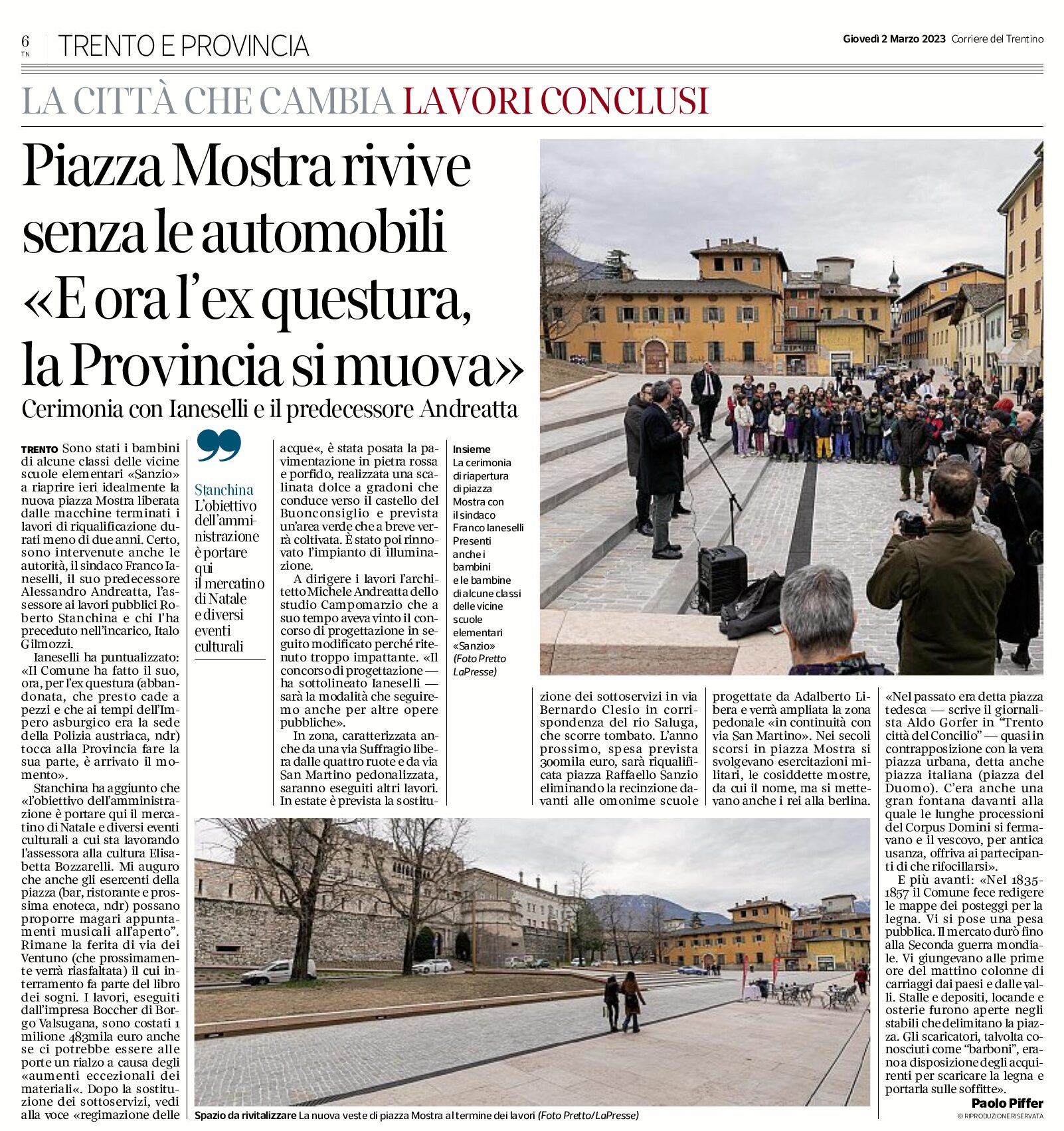 Trento: piazza Mostra rivive senza le auto