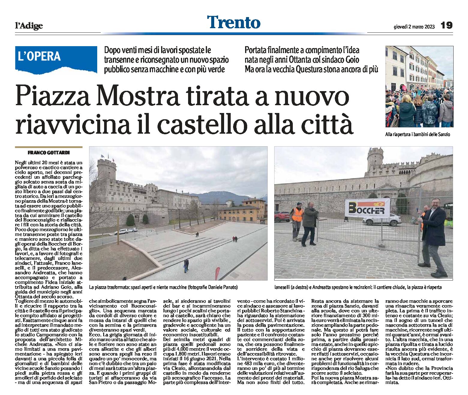 Trento: piazza Mostra tirata a nuovo, riavvicina il castello alla città