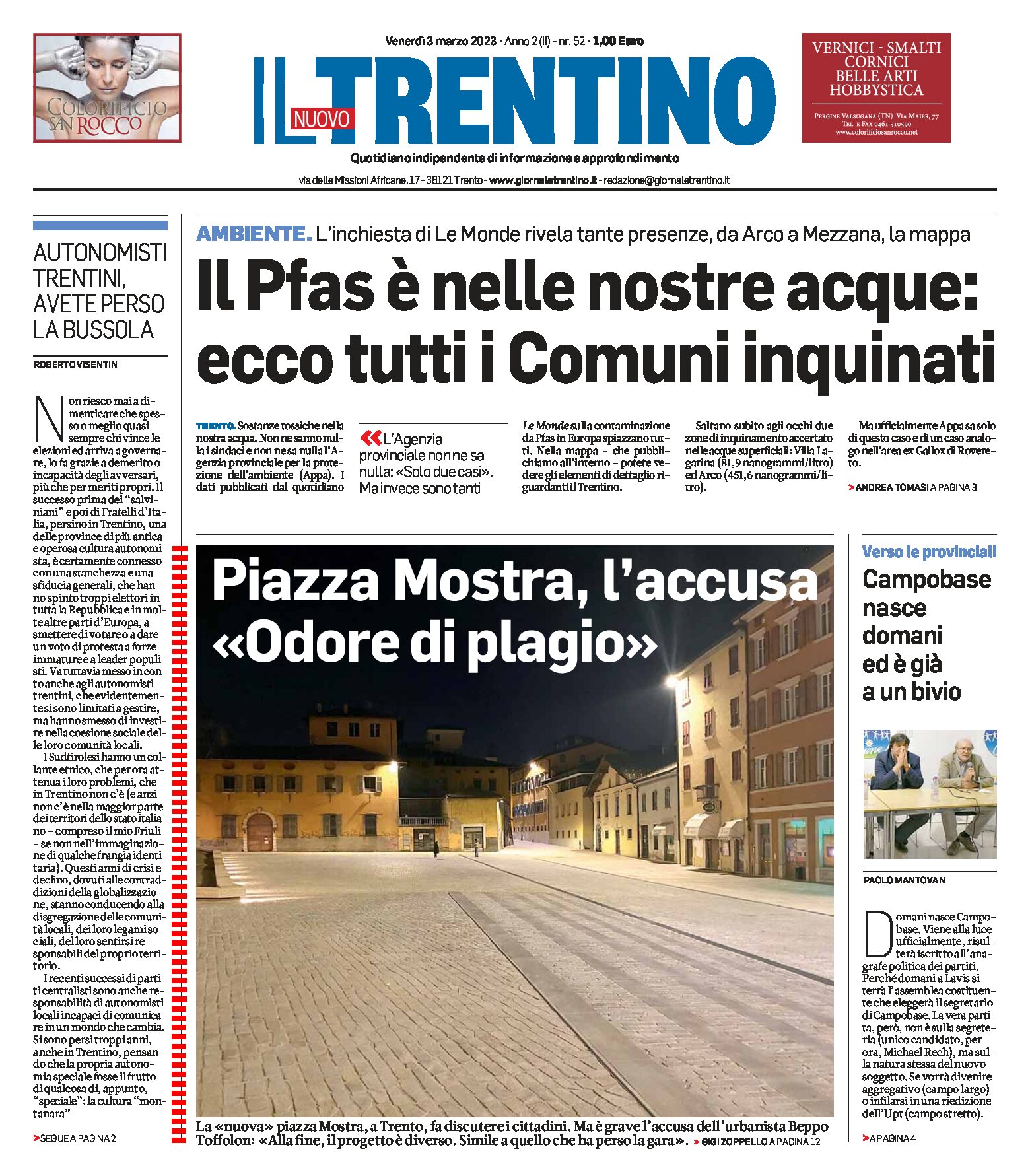 Trento: la nuova piazza Mostra, l’accusa di Toffolon