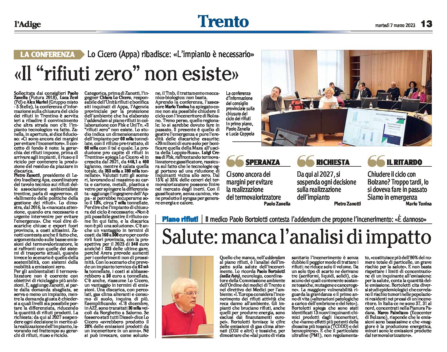 Trentino: l’impianto è necessario. “Rifiuti zero” non esiste