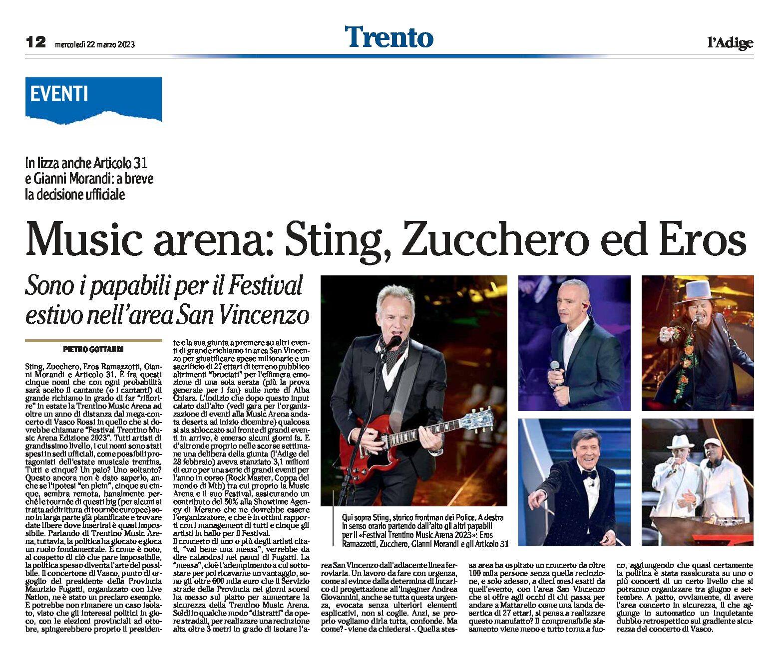 Festival Trentino Music Arena 2023: a breve la decisione ufficiale tra i papabili