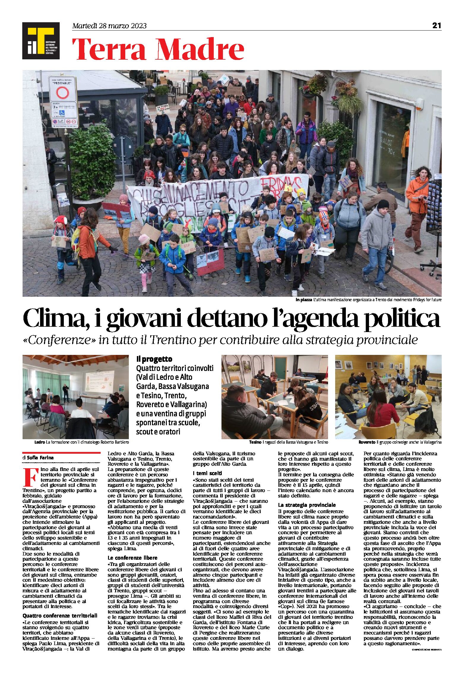Clima: i giovani dettano l’agenda politica. “Conferenze” in tutto il Trentino