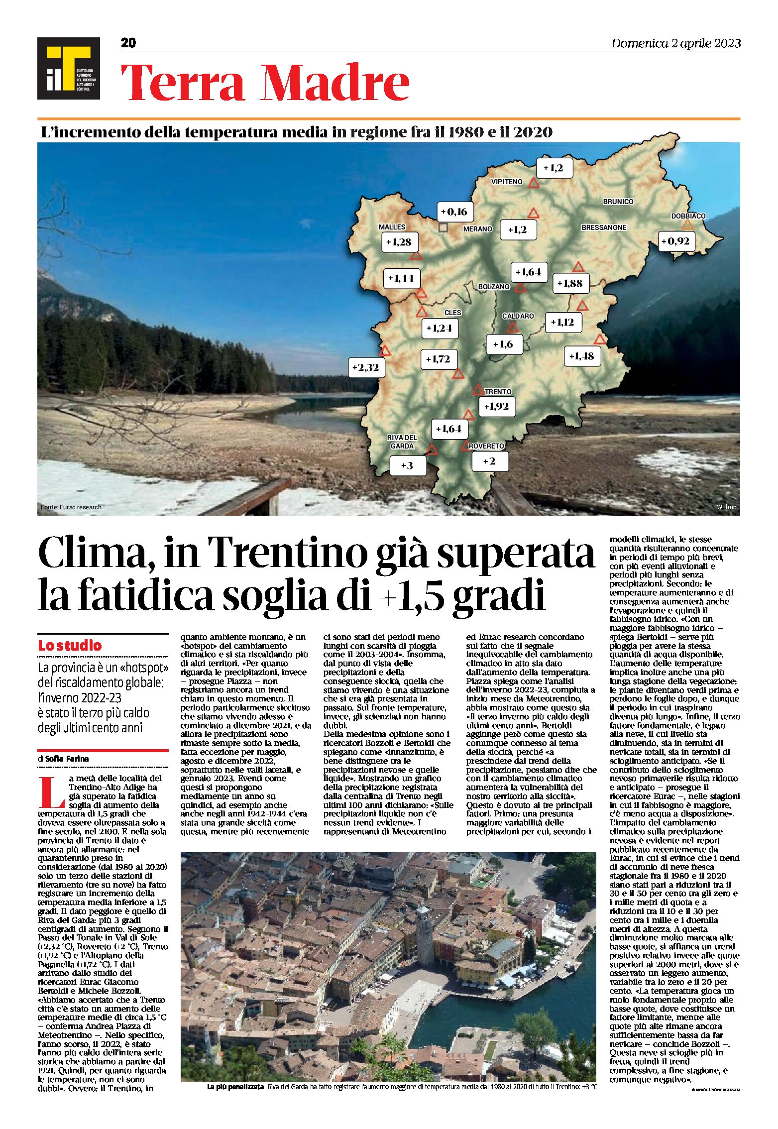 Trentino, clima: già superata la fatidica soglia di +1,5 gradi