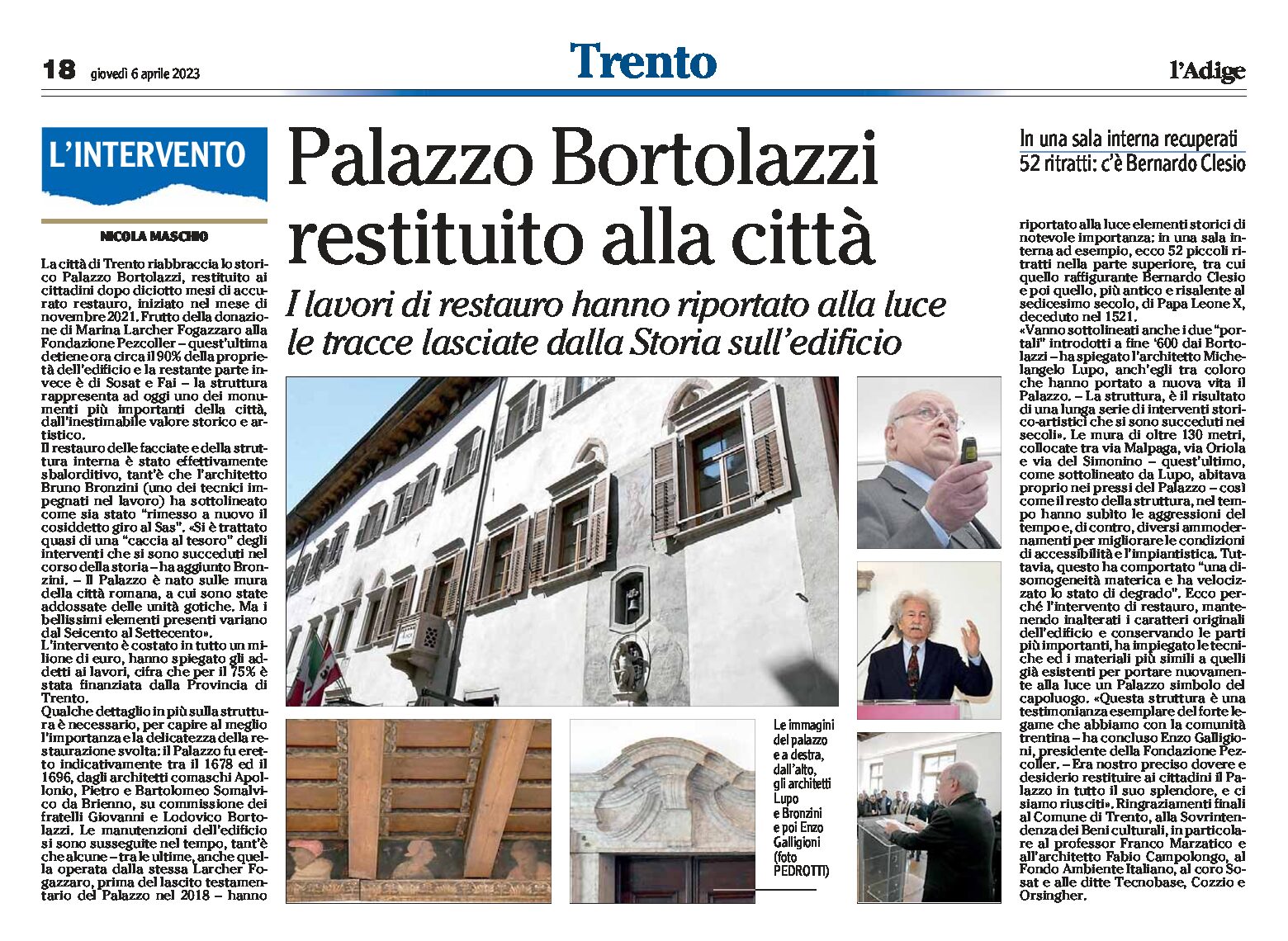 Trento, Palazzo Bortolazzi: restituito alla città