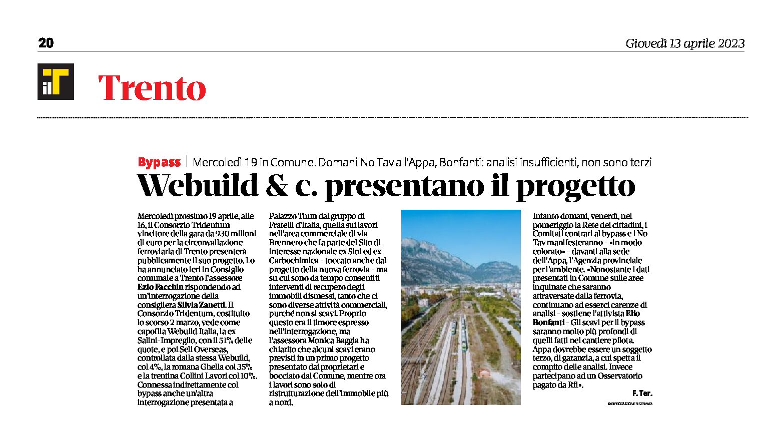 Trento, bypass: Webuild & c. presentano il progetto