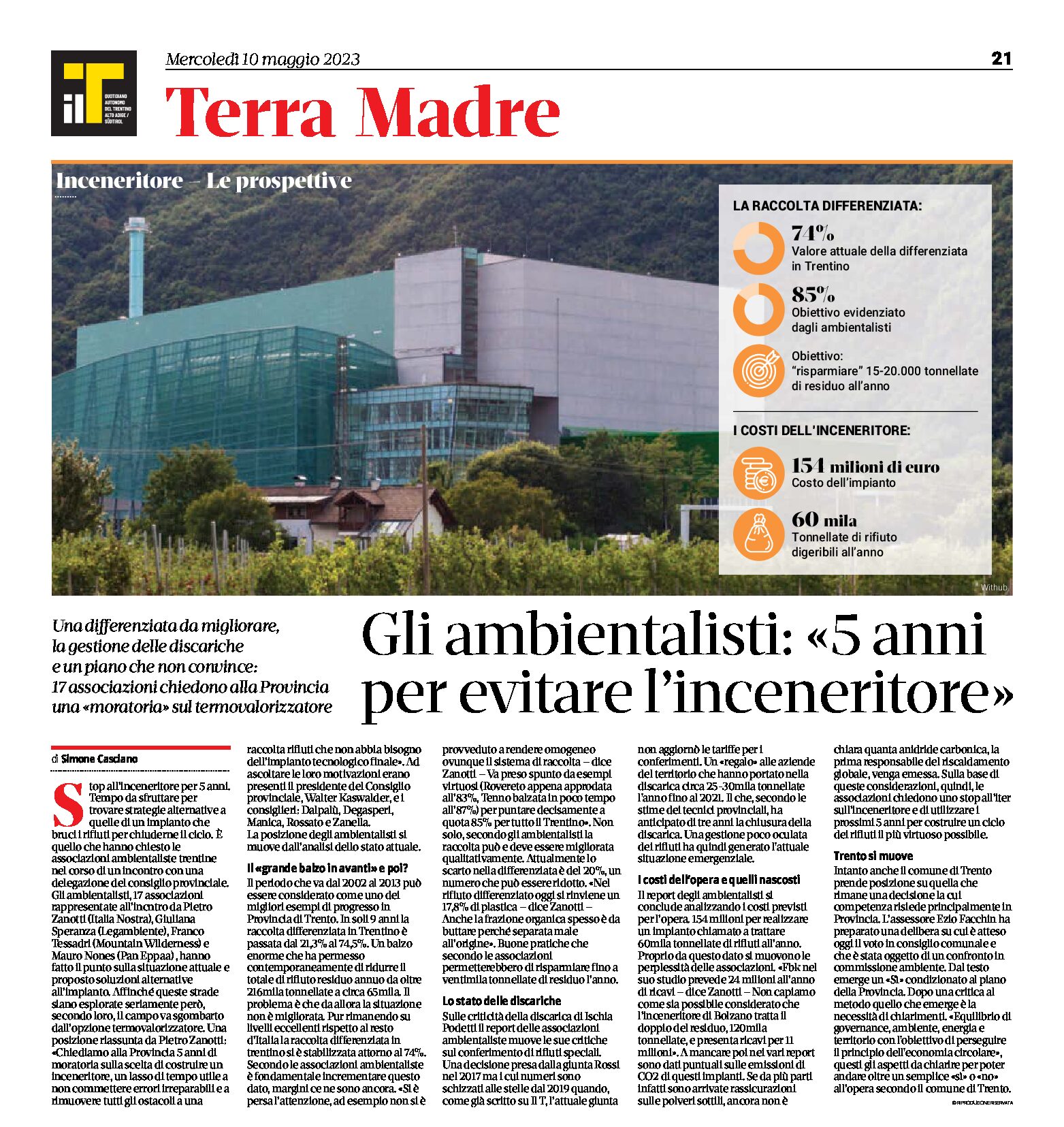 Trento, rifiuti: gli ambientalisti “cinque anni per evitare l’inceneritore”. Una differenziata da migliorare