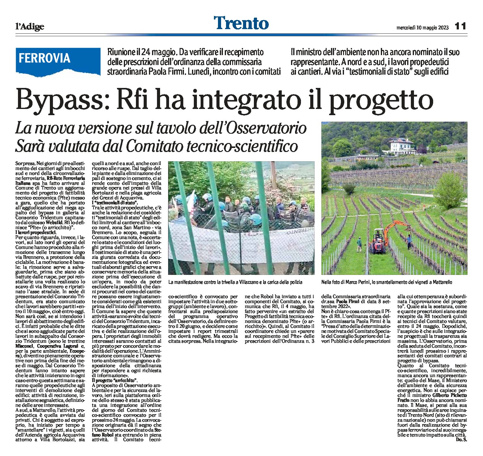 Trento, bypass: Rfi ha integrato il progetto che sarà valutato dal Comitato tecnico-scientifico
