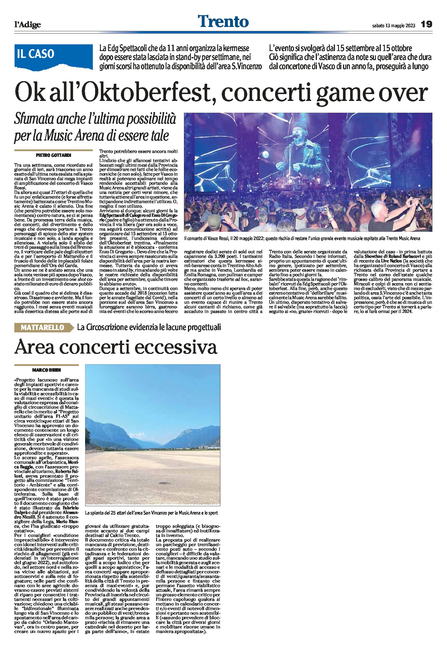 San Vincenzo: area concerti eccessiva