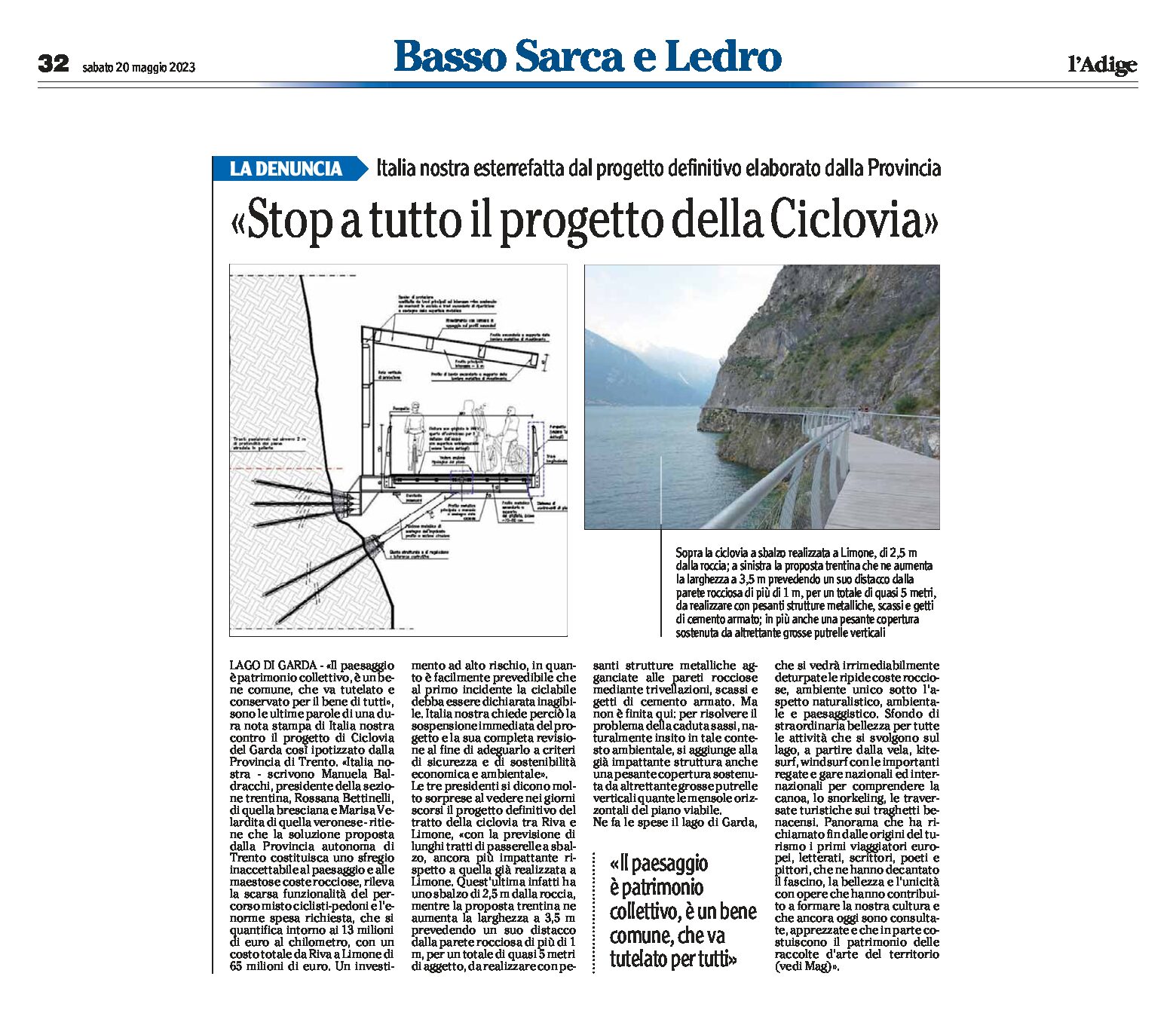 Ciclovia del Garda: Italia Nostra esterrefatta “stop a tutto il progetto della ciclovia”