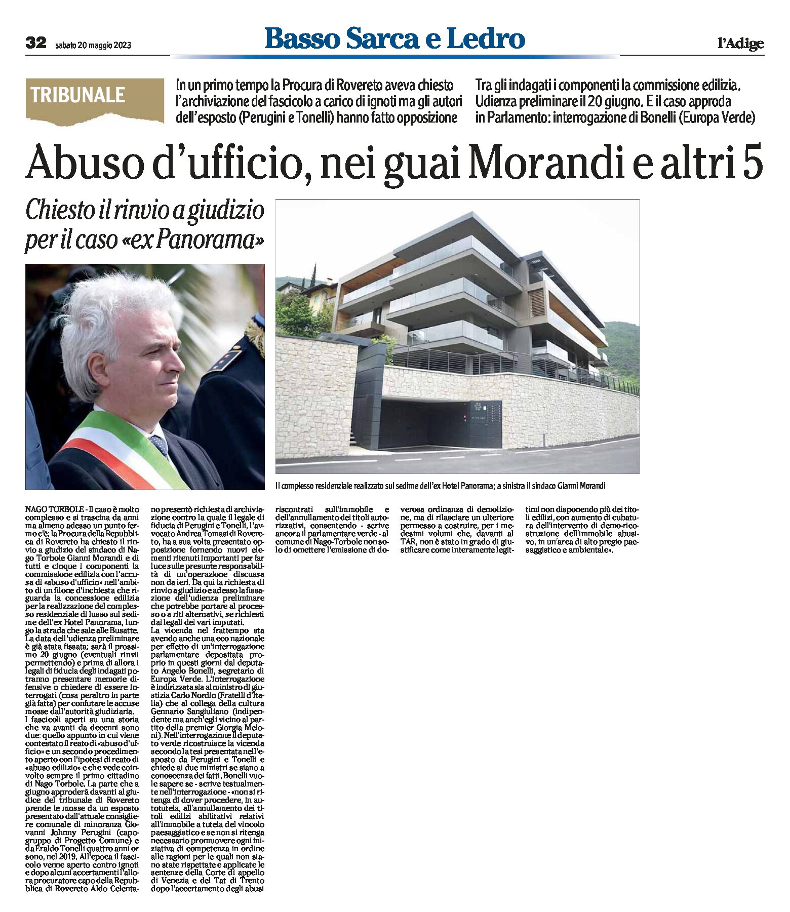 Nago Torbole: chiesto il rinvio a giudizio del sindaco Morandi e altri cinque per il caso “ex Panorama”