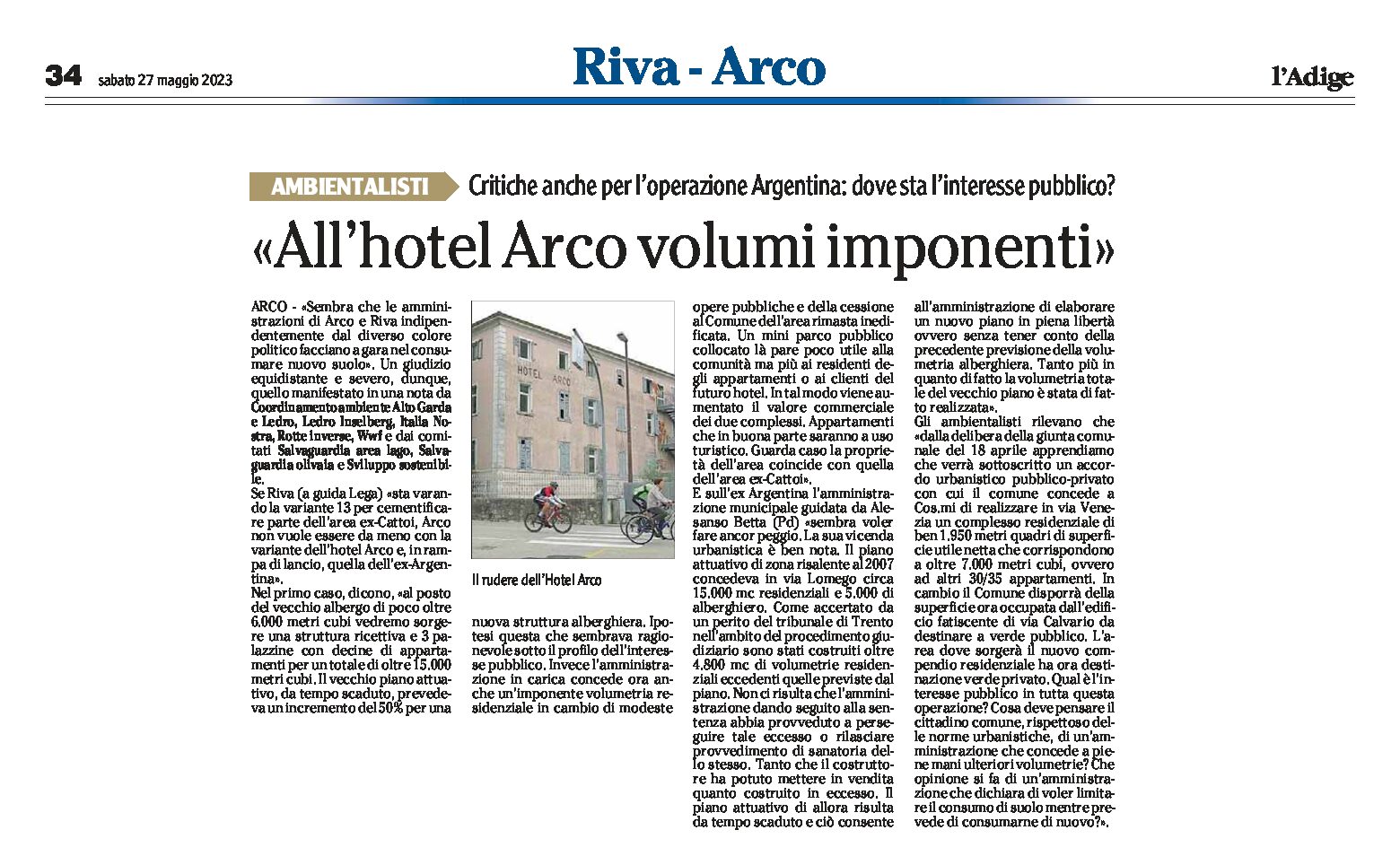 Arco: operazione Argentina e Hotel Arco, volumi imponenti