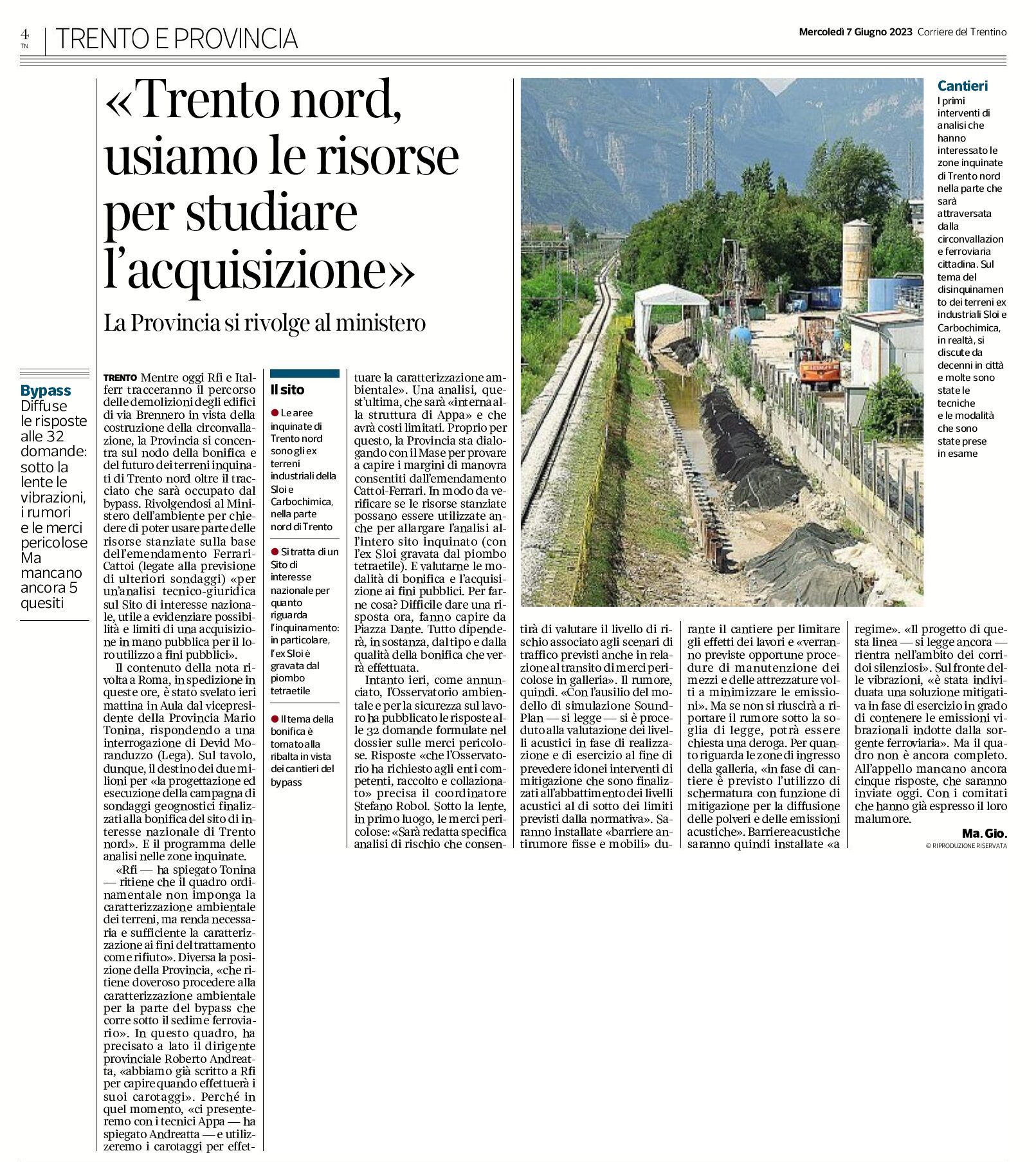Trento Nord, bypass: la Provincia si rivolge al ministero