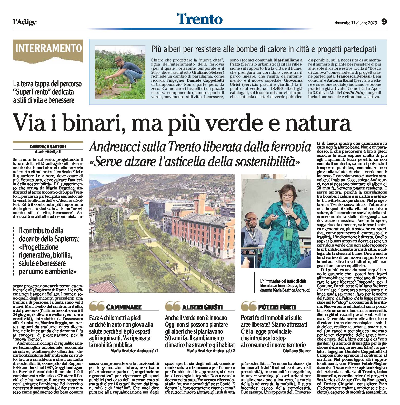 Trento: via i binari, ma più verde e natura
