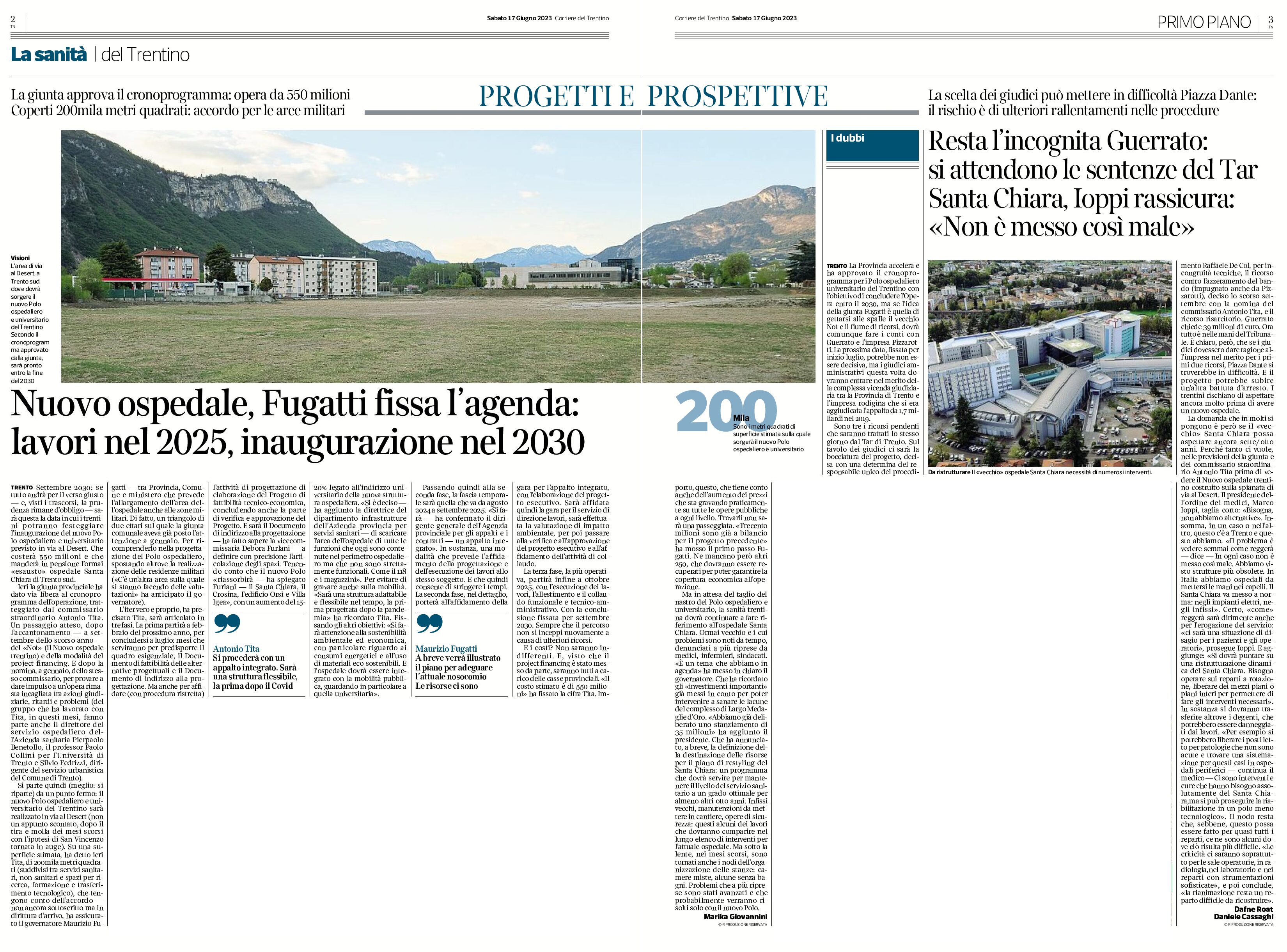 Trento, nuovo ospedale: Fugatti fissa l’agenda, lavori nel 2025 e inaugurazione nel 2030