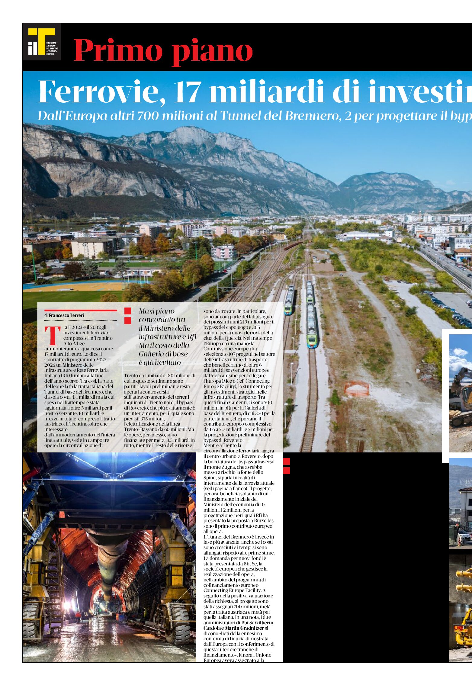 Ferrovie: 17 miliardi di investimenti complessivi in Trentino-Alto Adige
