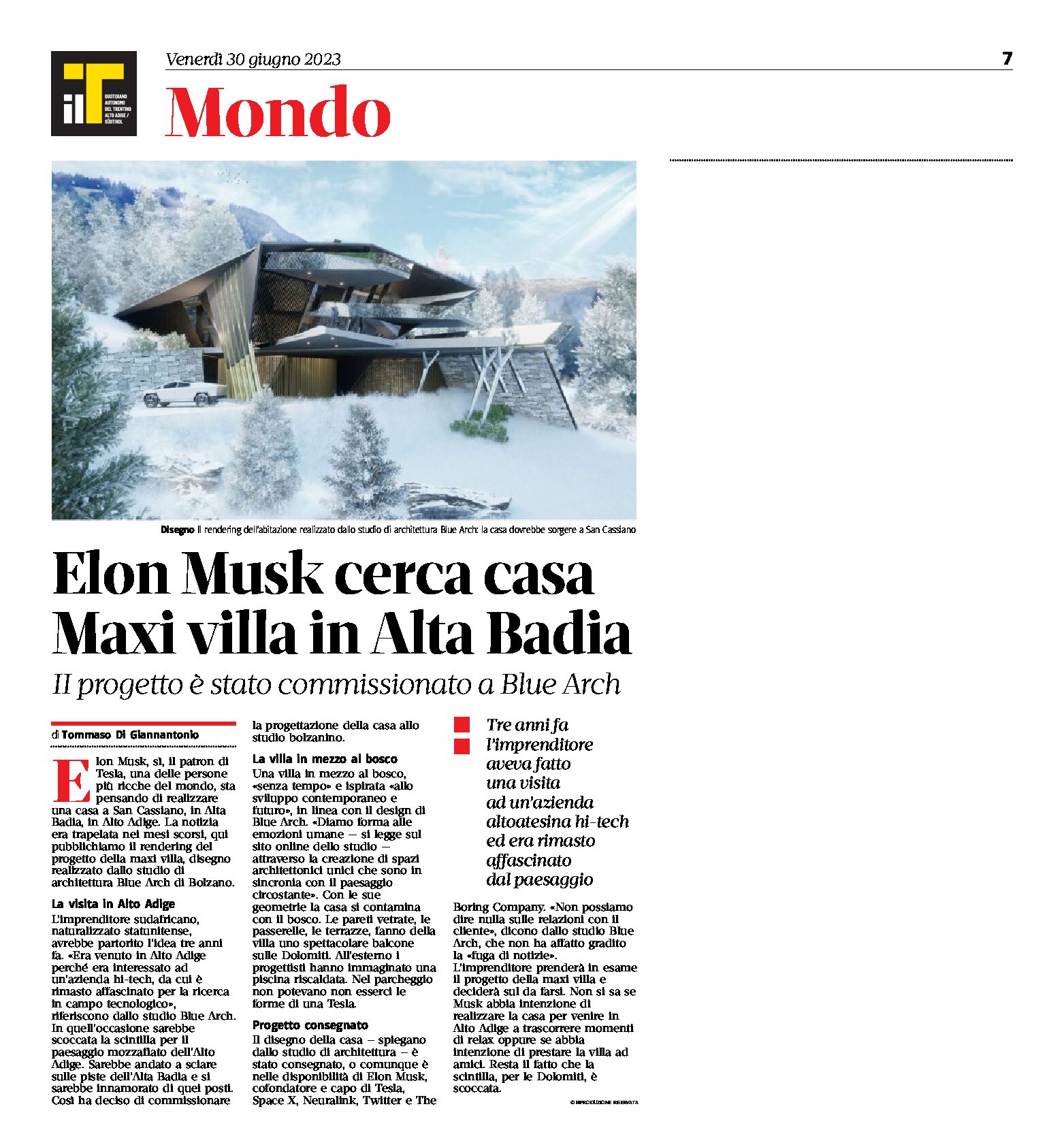 Elon Musk, imprenditore, cerca casa: maxi villa in Alta Badia
