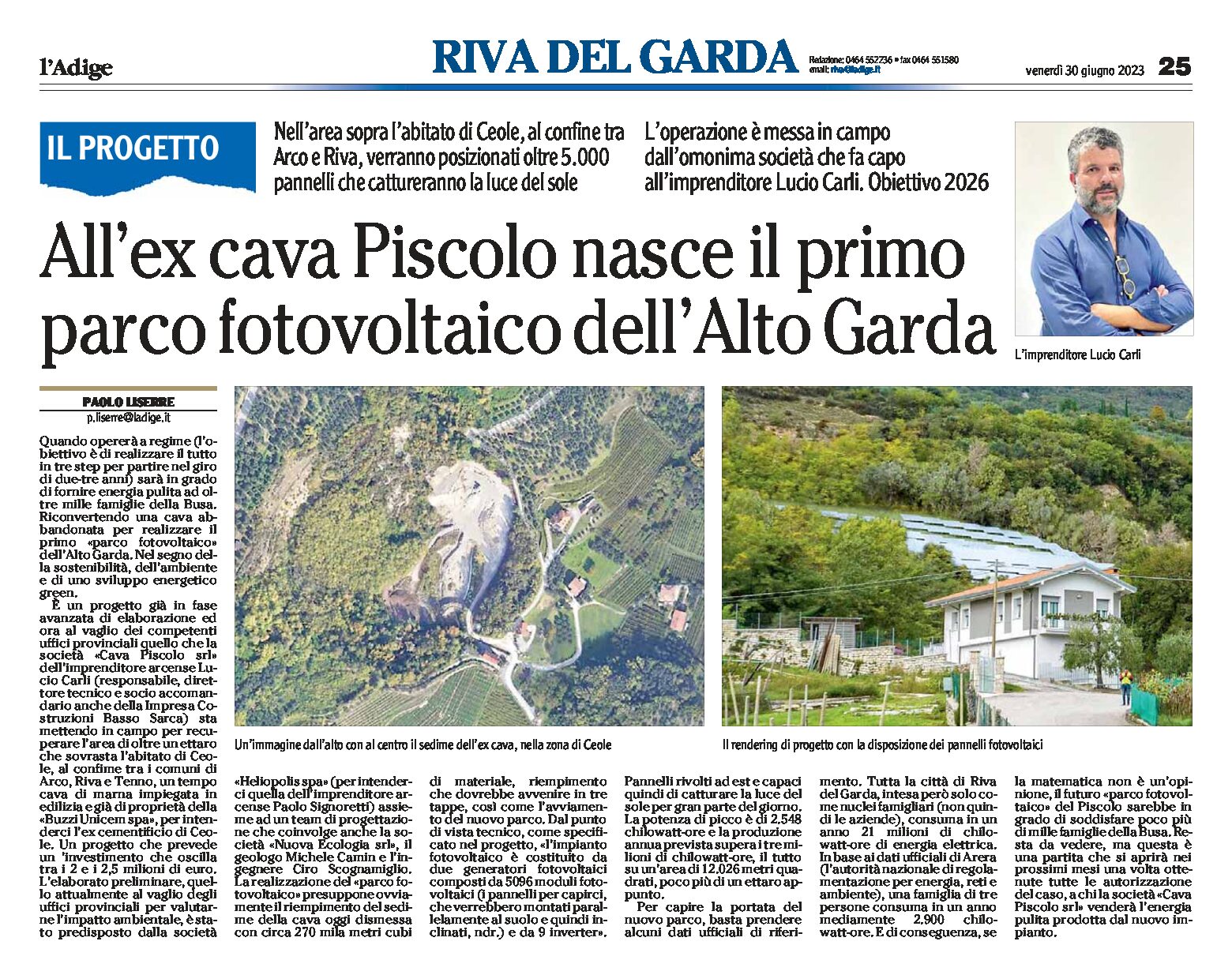 Tra Arco e Riva: all’ex cava Piscolo nasce il primo parco fotovoltaico dell’Alto Garda