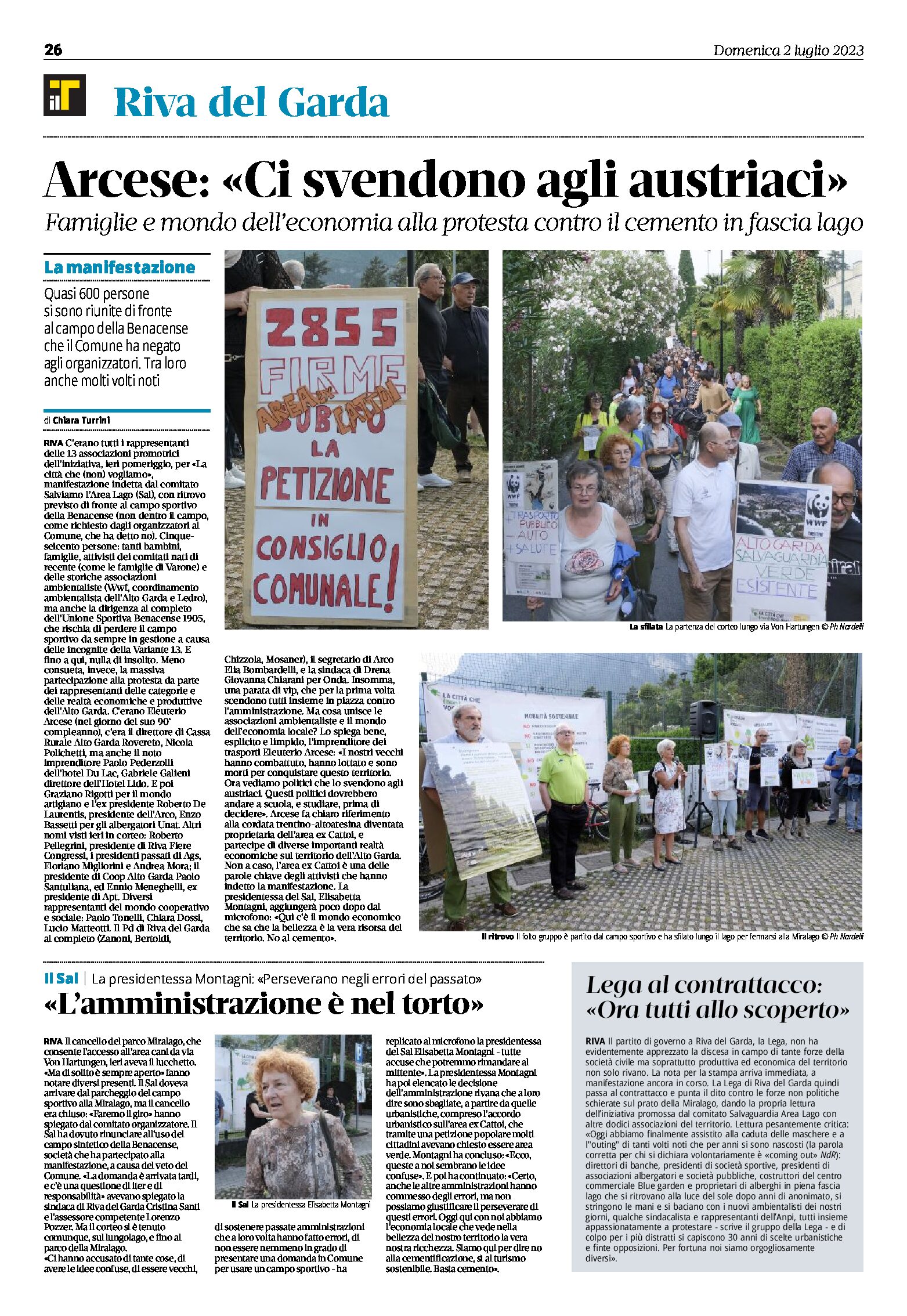 Riva: famiglie e mondo dell’economia alla protesta contro il cemento in fascia lago