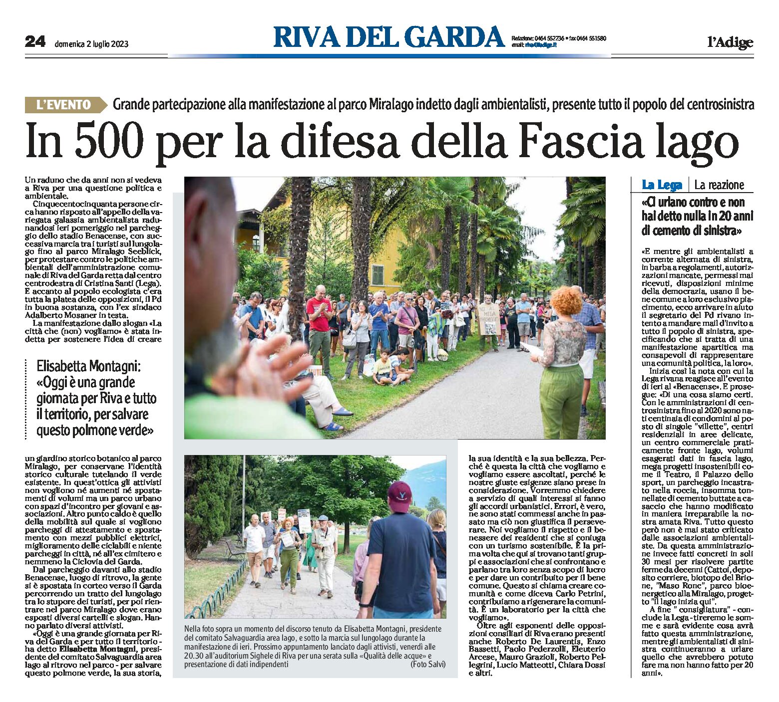 Riva: in 500 per la difesa della fascia lago
