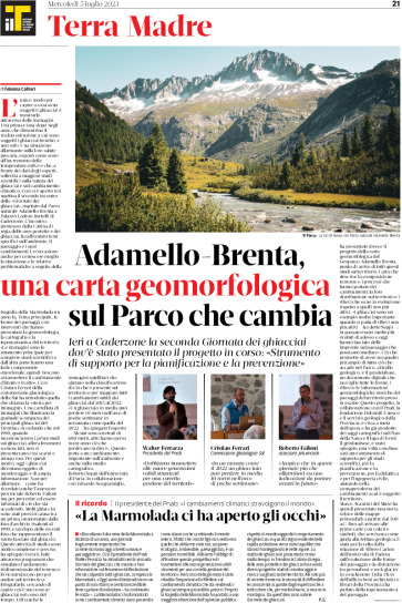 Adamello-Brenta: una carta geomorfologica sul Parco che cambia