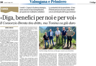 Diga del Vanoi: il Consorzio Brenta “benefici per noi e per voi”