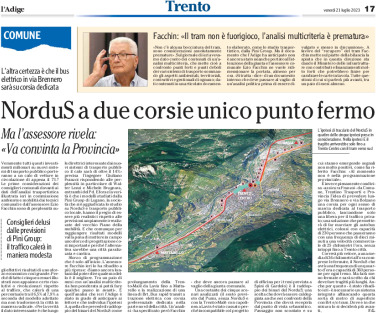 Trento, mobilità: Nordus a due corsie unico punto fermo