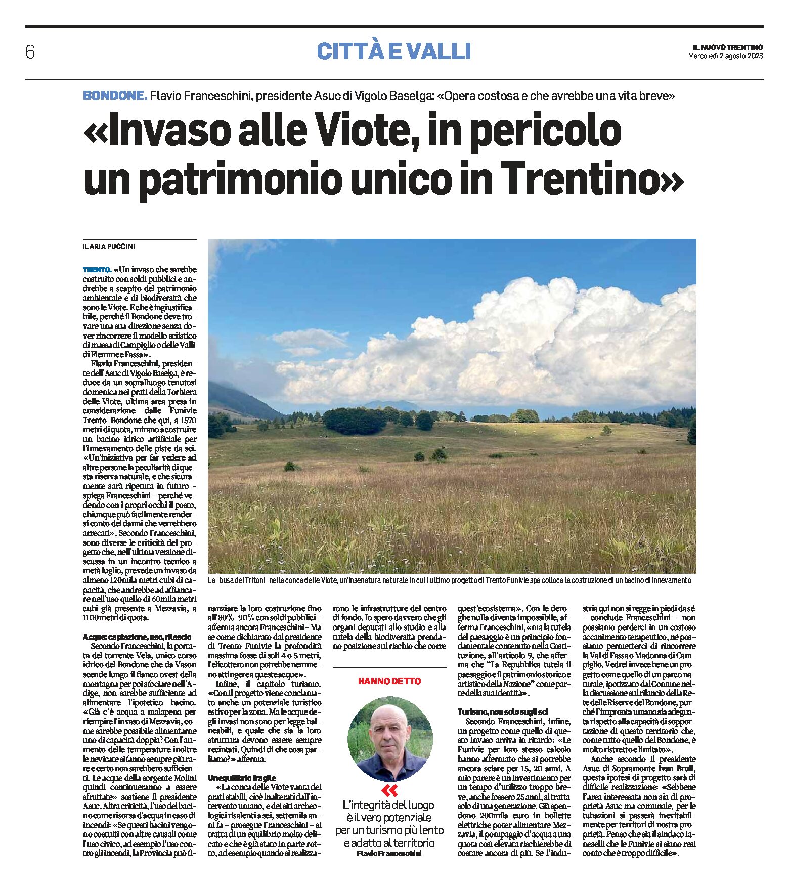 Bondone, bacino alle Viote: intervista a Franceschini (Asuc di Vigolo Baselga) “in pericolo un patrimonio unico in Trentino”