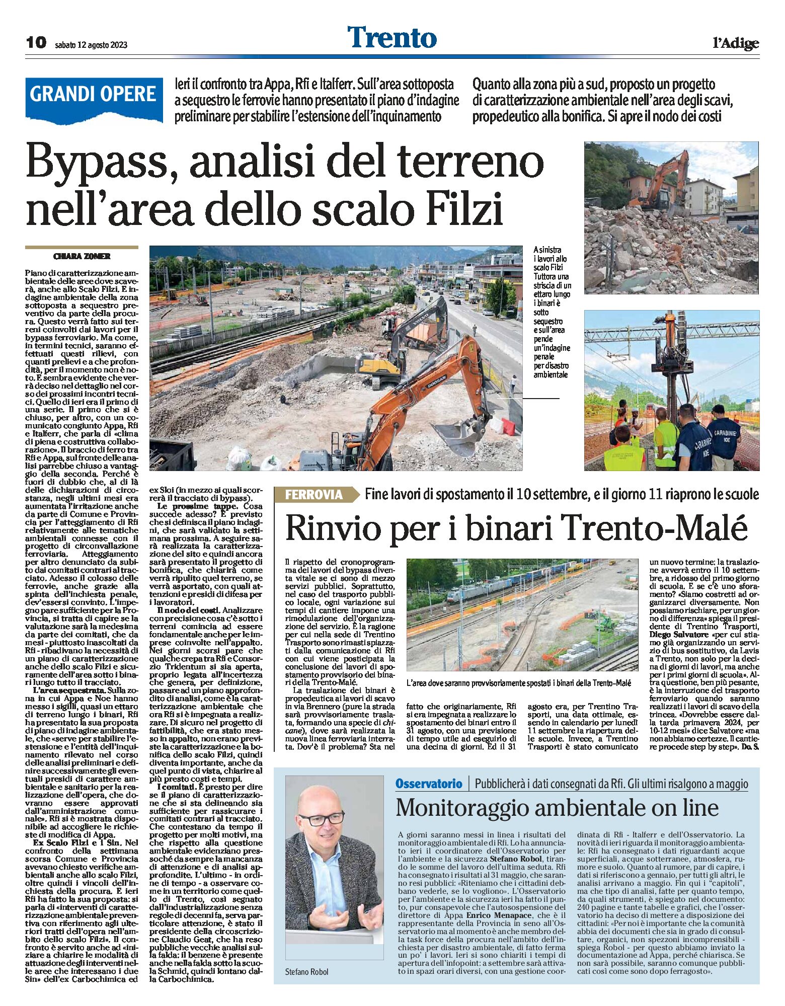Trento, bypass: analisi del terreno nell’area dello scalo Filzi