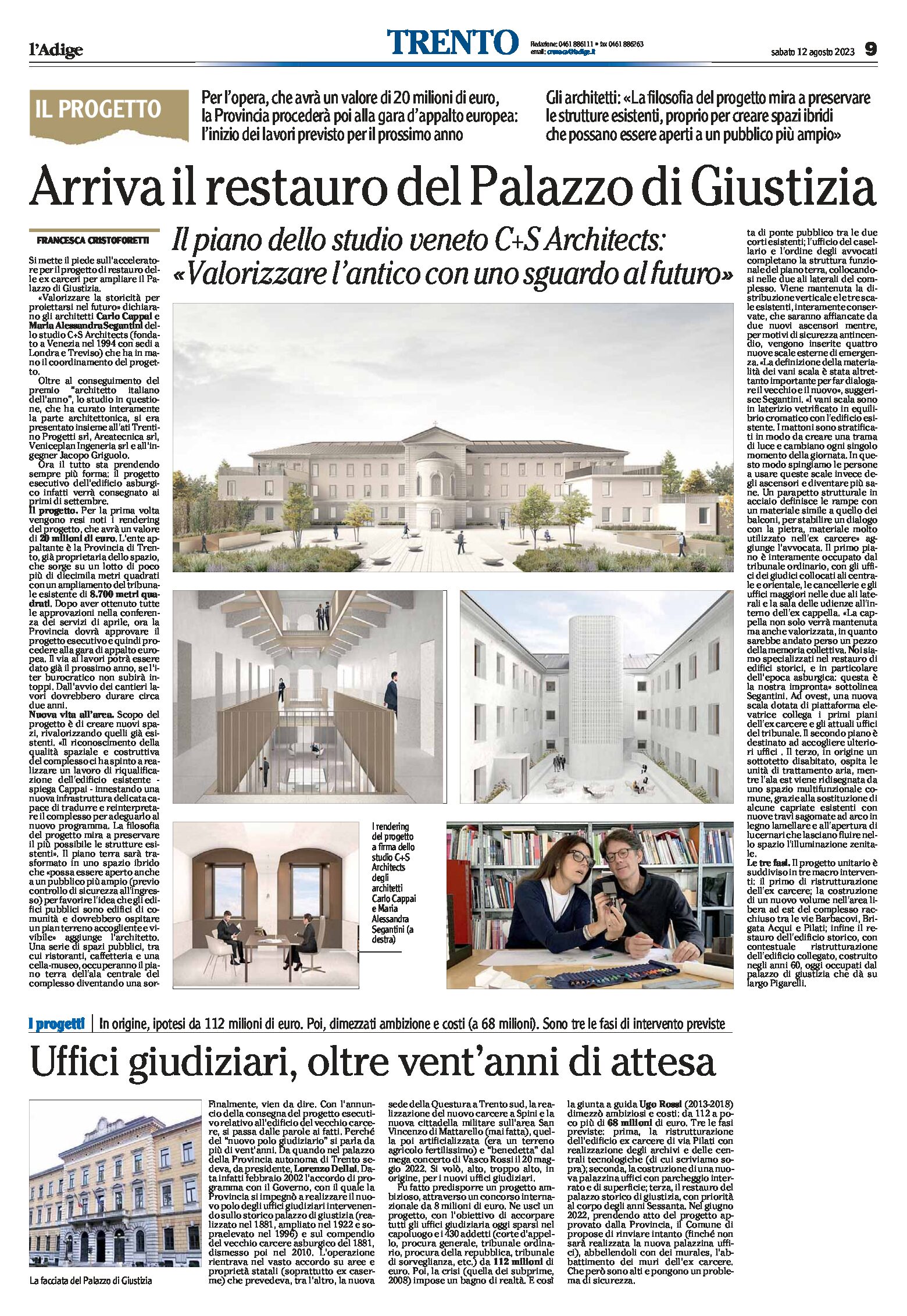 Trento, palazzo di Giustizia: arriva il restauro