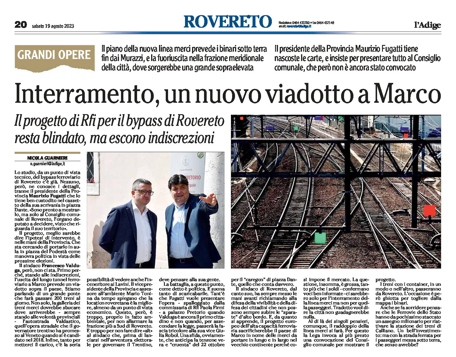 Rovereto: interramento, un nuovo viadotto a Marco. Il progetto di Rfi per il bypass resta blindato