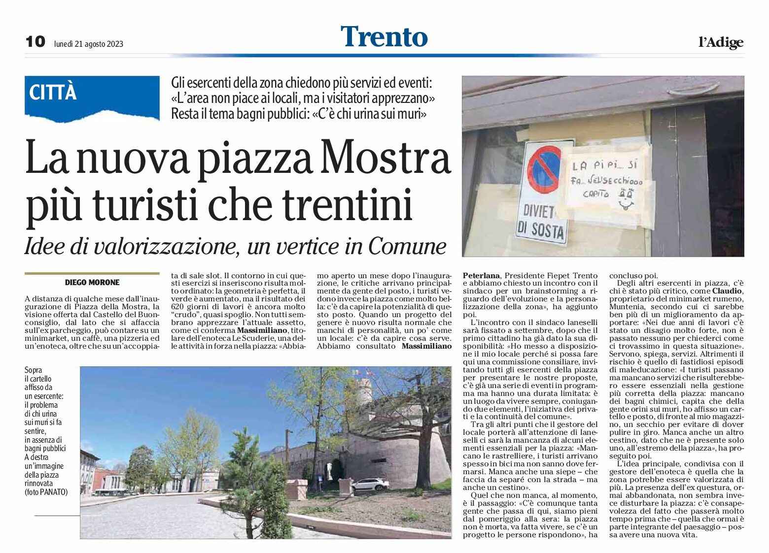 Trento: la nuova piazza Mostra, più turisti che trentini