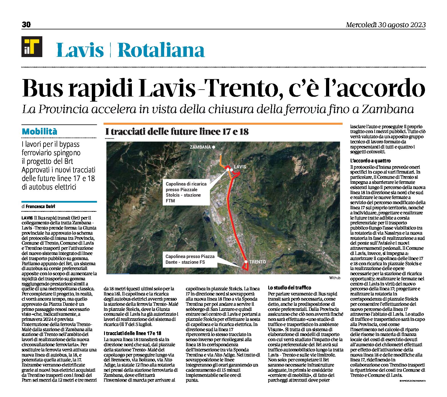 Bus rapidi Lavis-Trento: c’è l’accordo. La Provincia accelera in vista della chiusura della ferrovia fino a Zambana