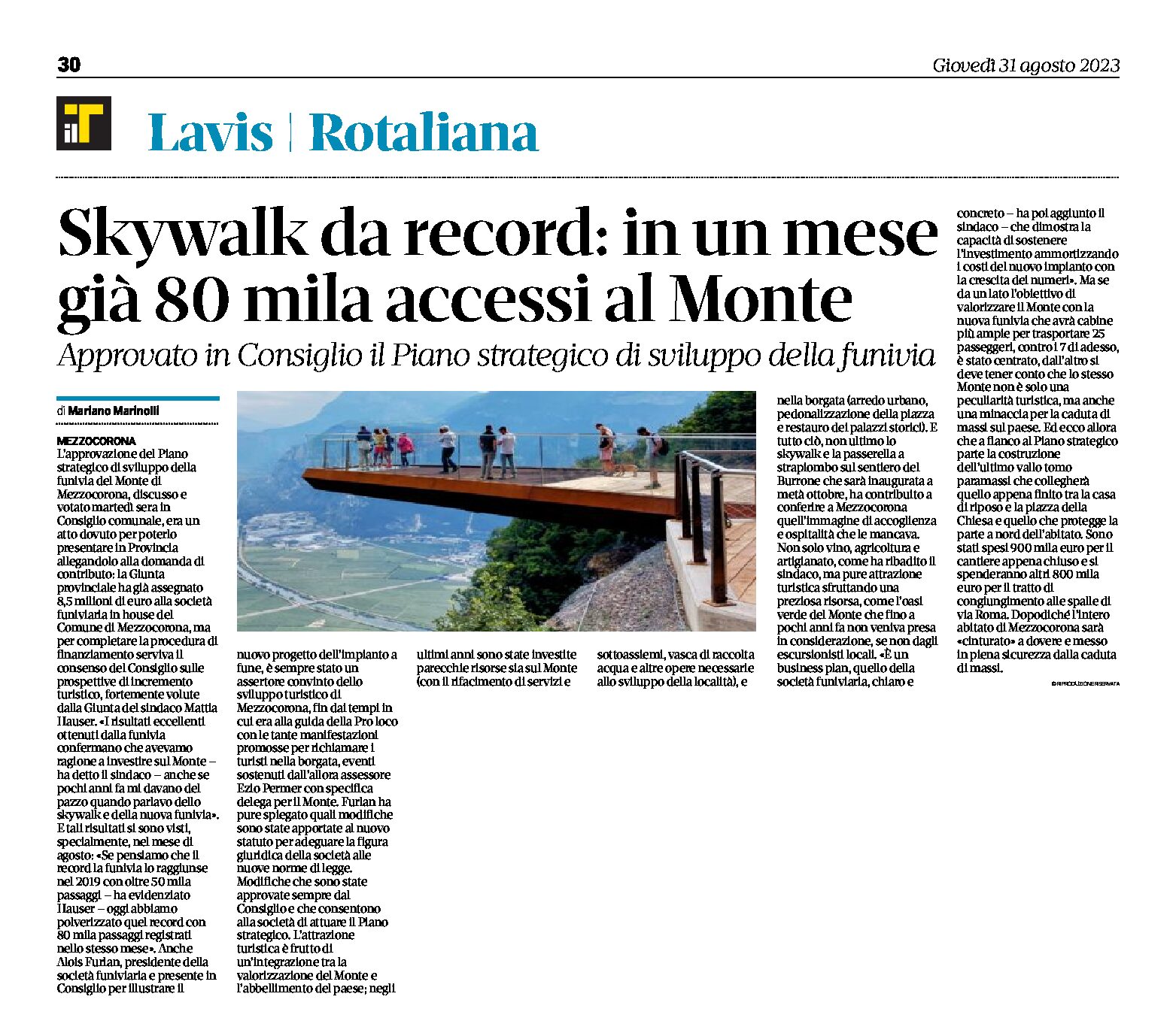 Monte di Mezzocorona: skywalk da record