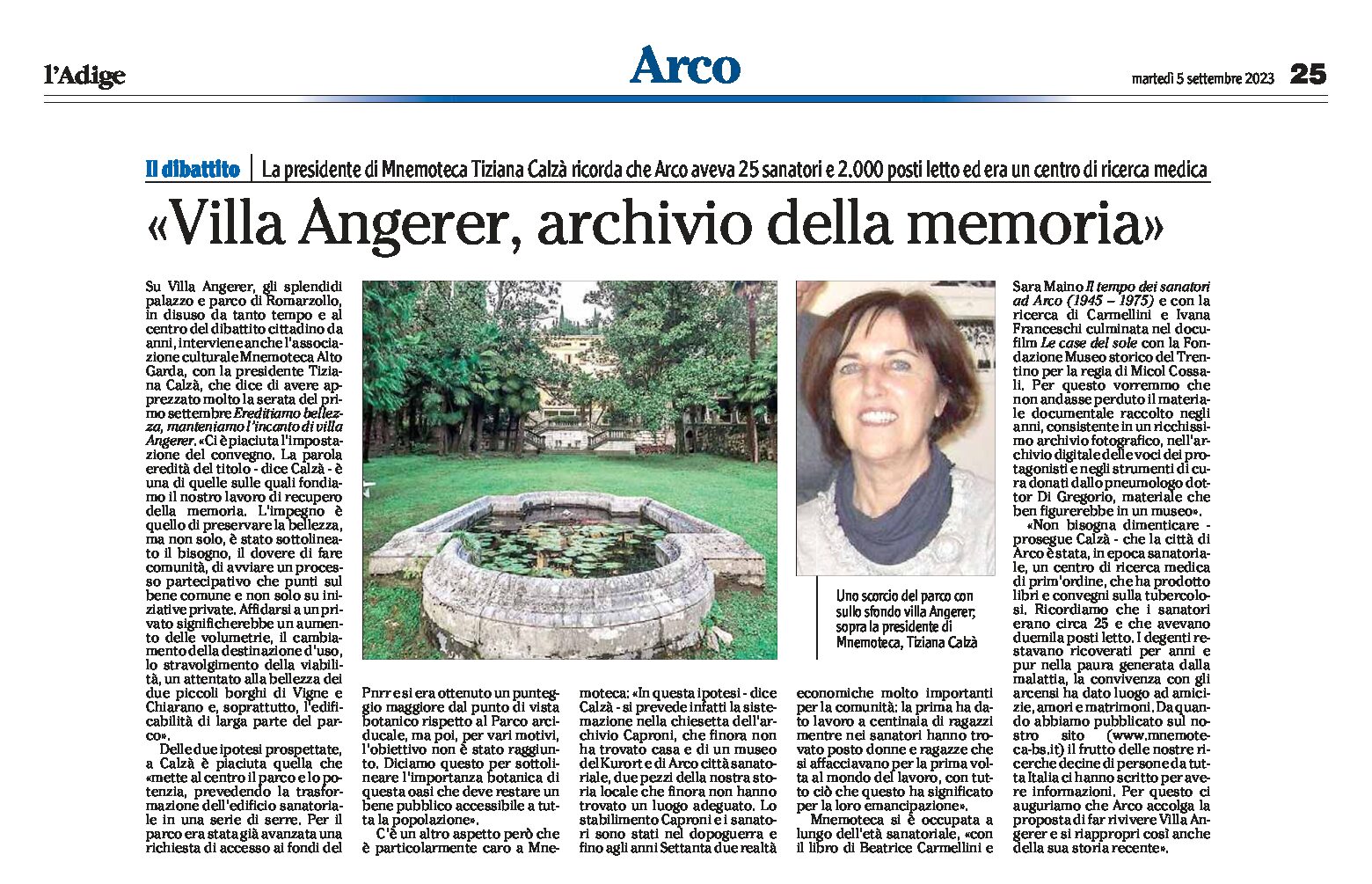 Arco, Romarzollo: dibattito su Villa Angerer, archivio della memoria