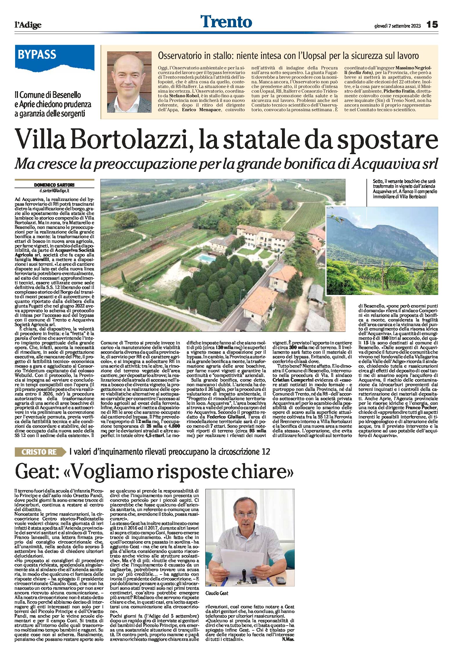 Bypass, Villa Bortolazzi: la statale da spostare. Preoccupazione per la grande bonifica di Acquaviva srl