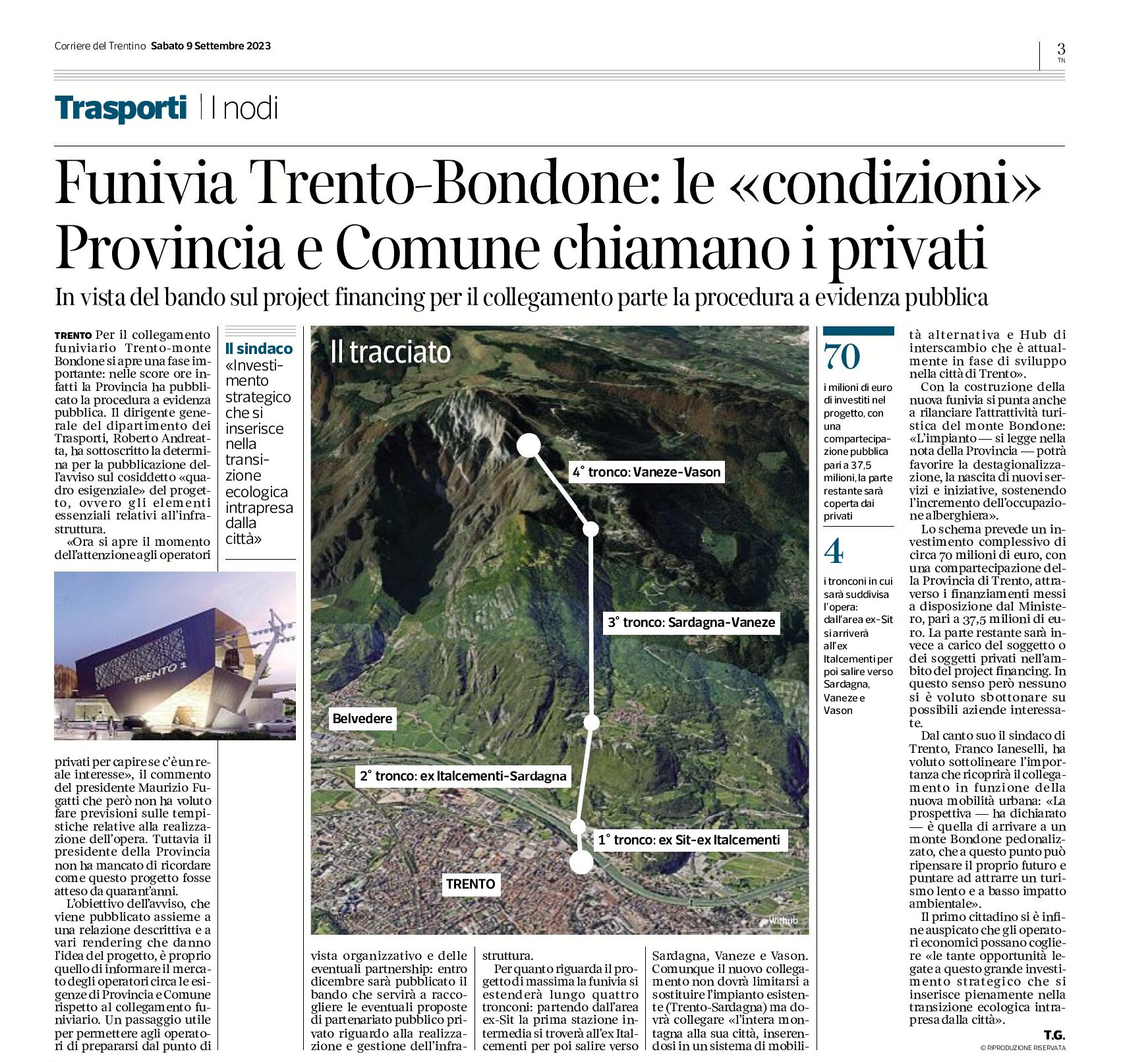 Funivia Trento-Bondone: le “condizioni”. Provincia e Comune chiamano i privati