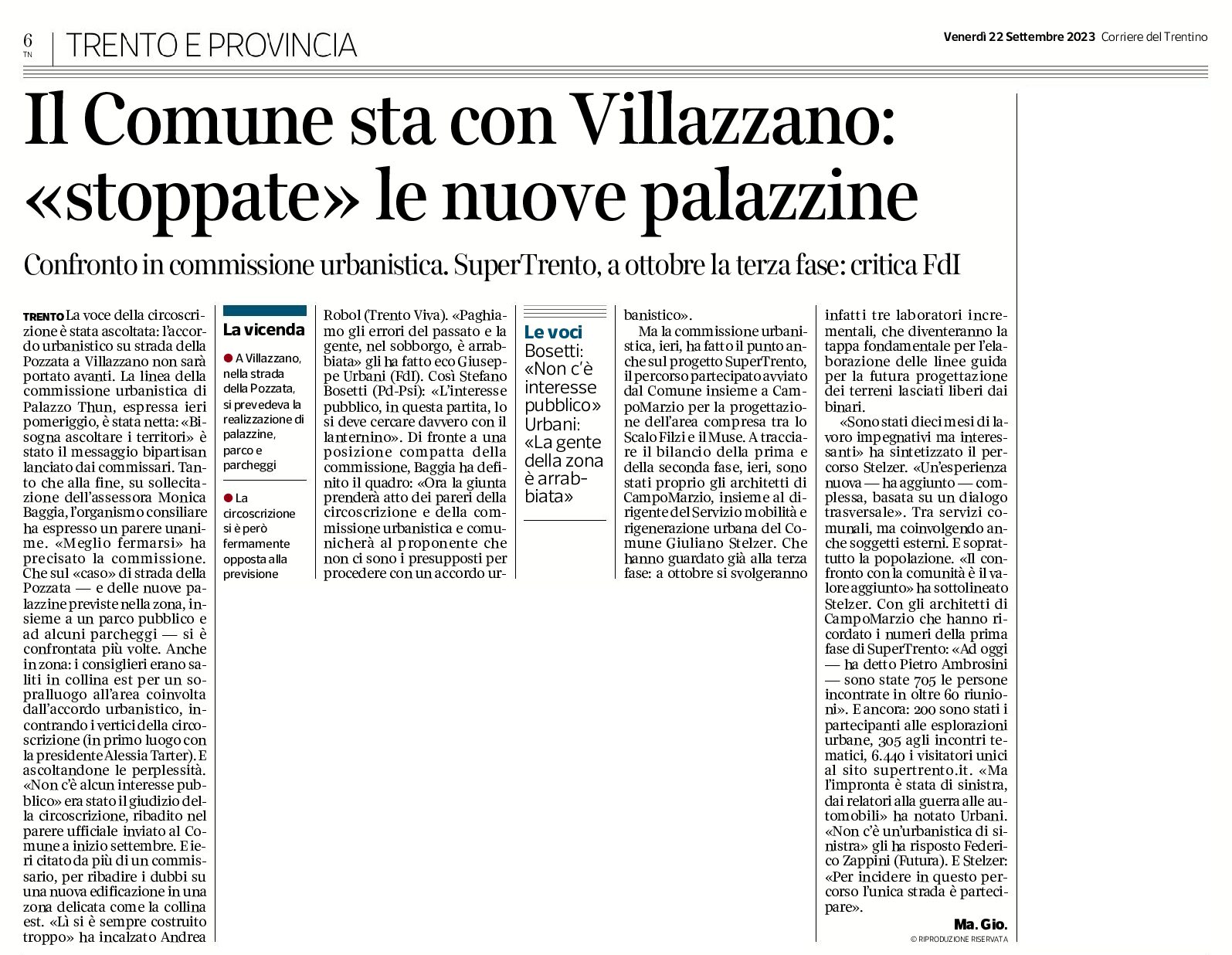 Trento: il Comune stà con Villazzano, “stoppate” le nuove palazzine