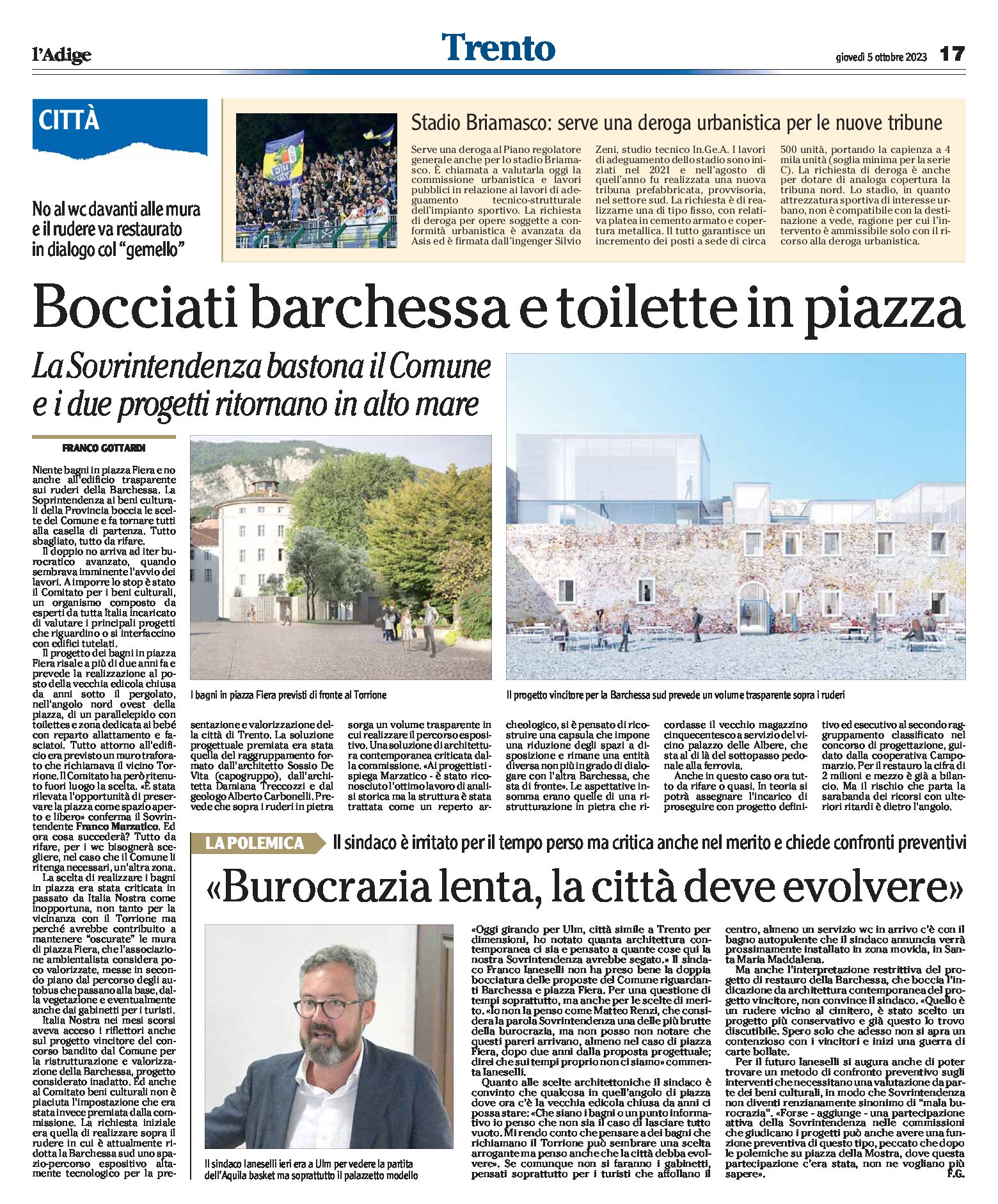 Trento: bocciati barchessa e toilette in piazza. Il sindaco Ianeselli “burocrazia lenta, la città deve evolvere”
