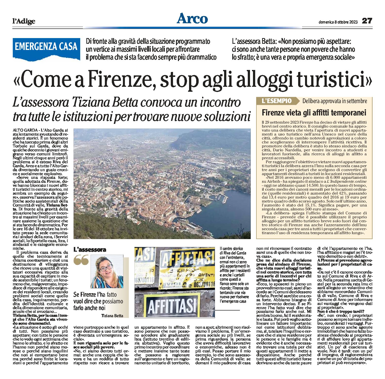 Arco, emergenza casa: come a Firenze, stop agli alloggi turistici